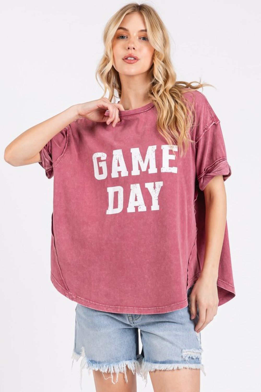 Mittoshop GAME DAY Round Neck Short Sleeve T-Shirt-TOPS / DRESSES-[Adult]-[Female]-2022 Online Blue Zone Planet