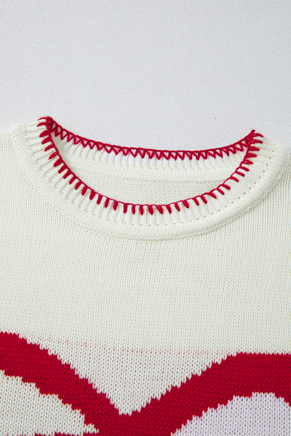 White Bow Pattern Contrast Trim Christmas Loose Graphic Sweater-TOPS / DRESSES-[Adult]-[Female]-2022 Online Blue Zone Planet