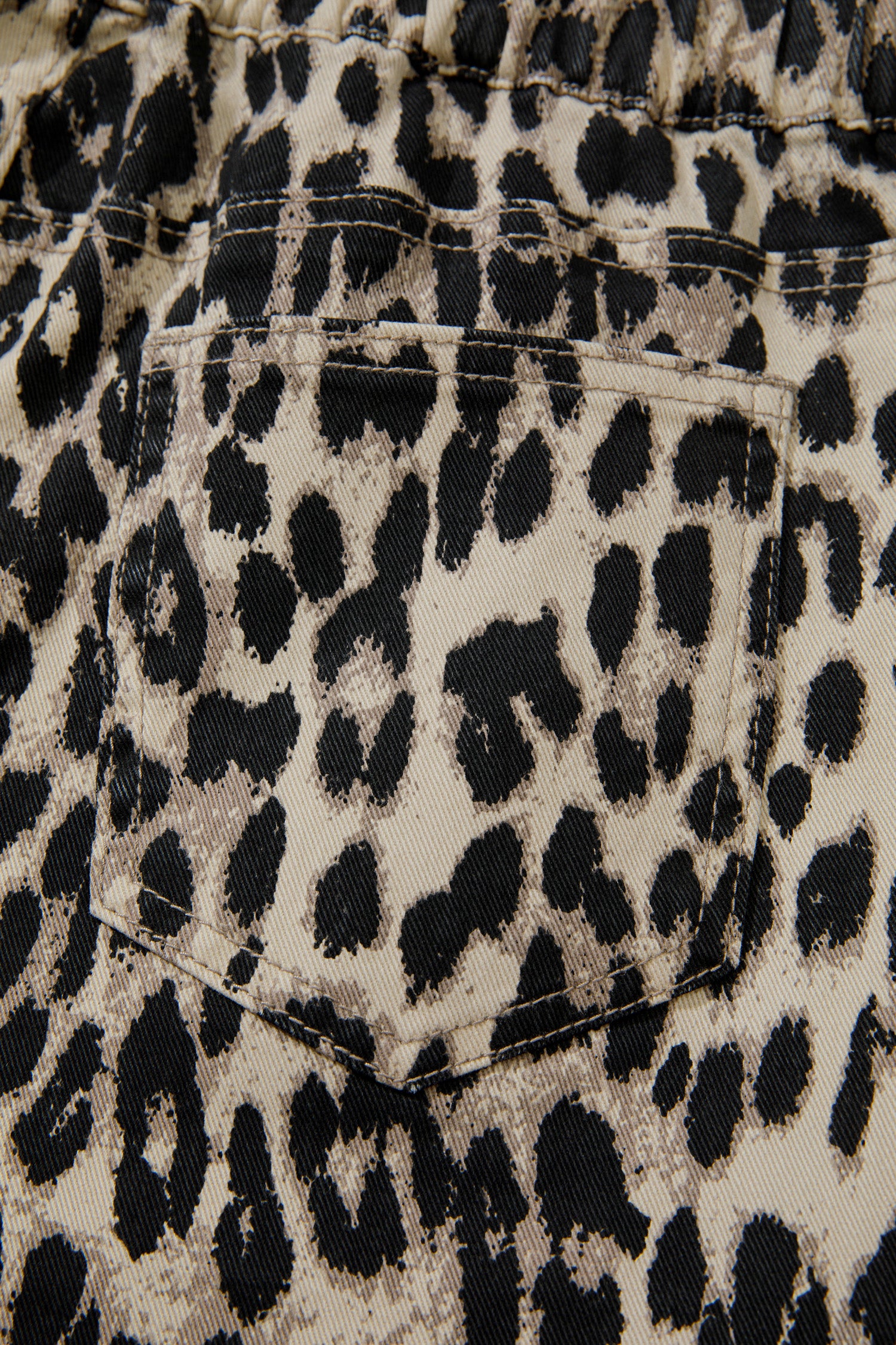 Brown Retro Leopard Print Lace-up Elastic Waistband Mid Rise Denim Shorts-Bottoms/Denim Shorts-[Adult]-[Female]-2022 Online Blue Zone Planet