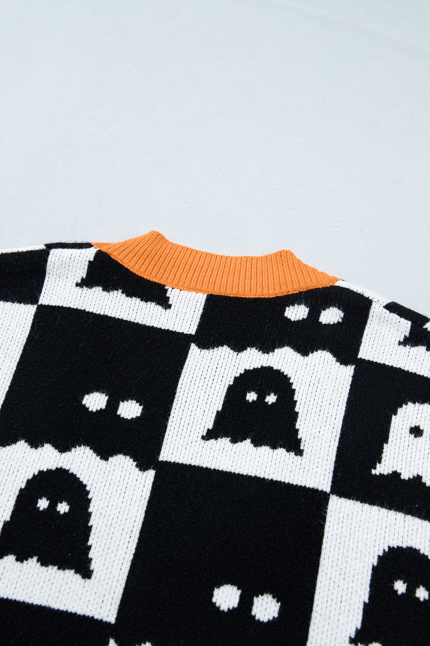 Black Geometric Ghost Print Drop Shoulder Knit Cardigan-Sweaters & Cardigans/Cardigans-[Adult]-[Female]-2022 Online Blue Zone Planet