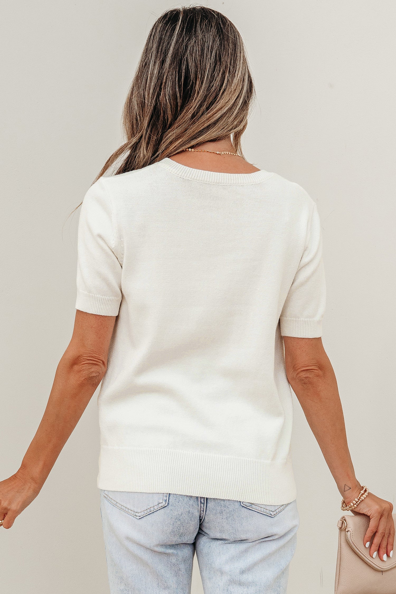 White Wild West Horse Head Printed Short Sleeve Sweater-TOPS / DRESSES-[Adult]-[Female]-2022 Online Blue Zone Planet