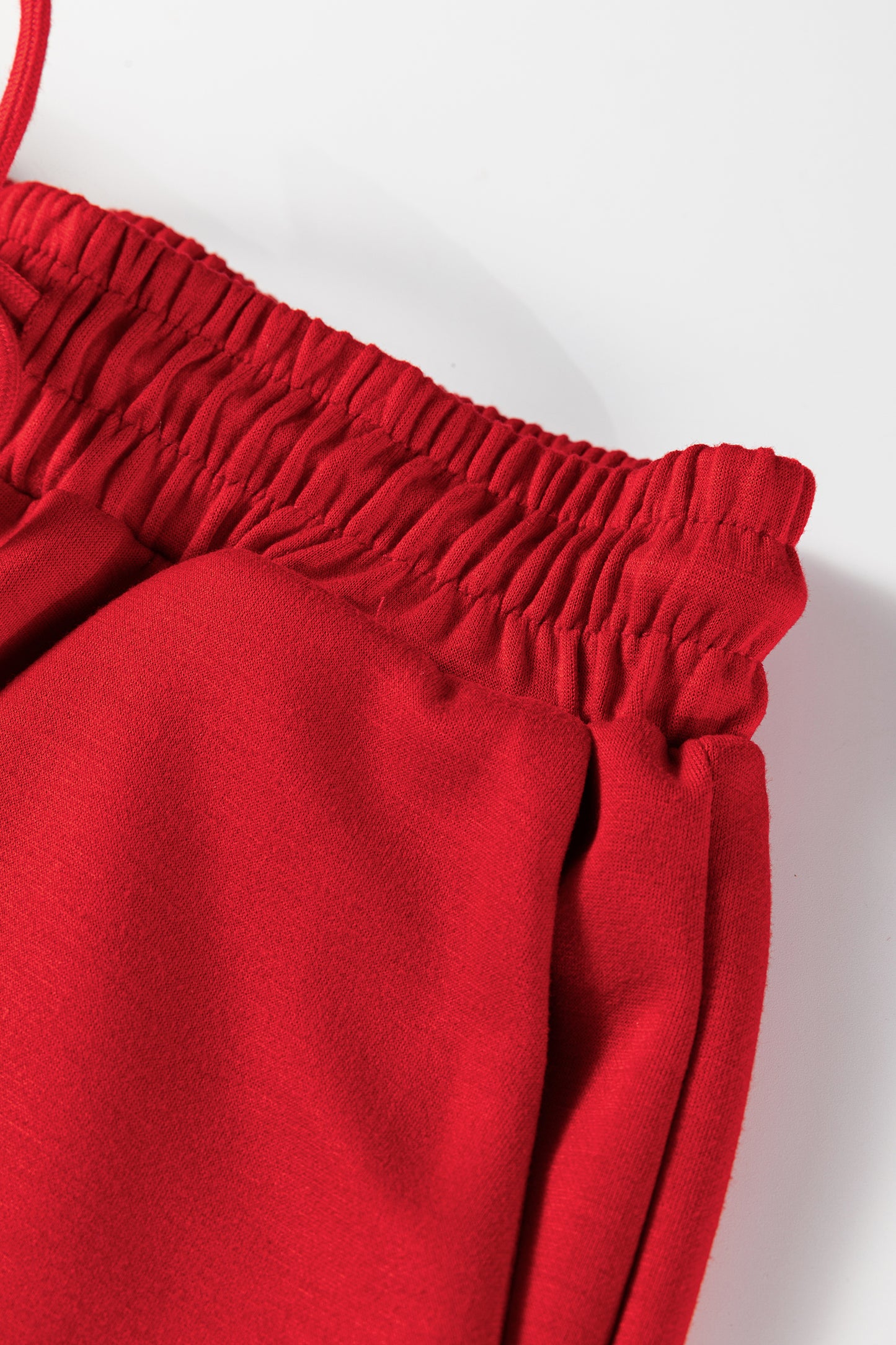 Fiery Red Polo Collar V Neck 3/4 Sleeve Pullover Drawstring Bell Bottom Pants 2pcs Set-Two Piece Sets/Pant Sets-[Adult]-[Female]-2022 Online Blue Zone Planet