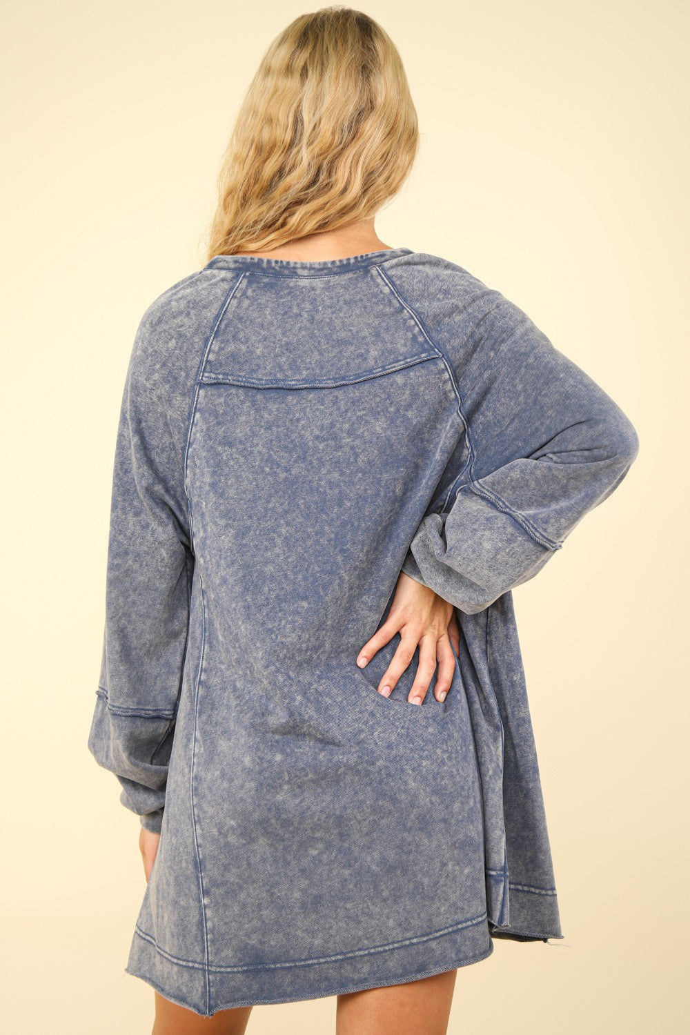 VERY J Mineral Washed Oversized A-Line Mini Dress-TOPS / DRESSES-[Adult]-[Female]-2022 Online Blue Zone Planet