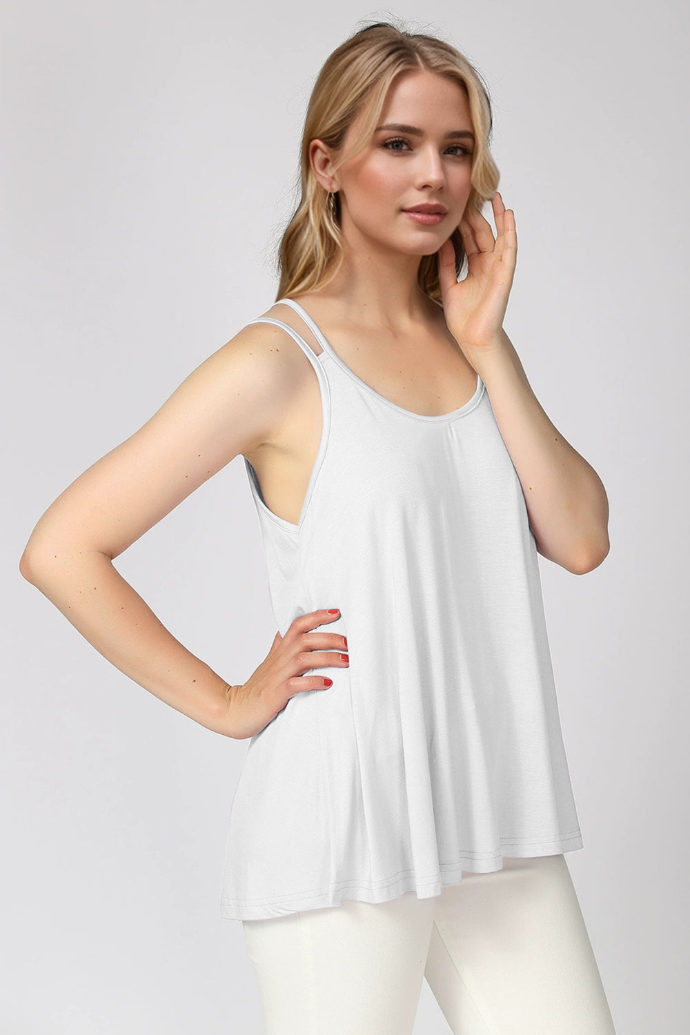 Basic Bae Bamboo Scoop Neck Double Spaghetti Straps Cami-TOPS / DRESSES-[Adult]-[Female]-White-S-2022 Online Blue Zone Planet