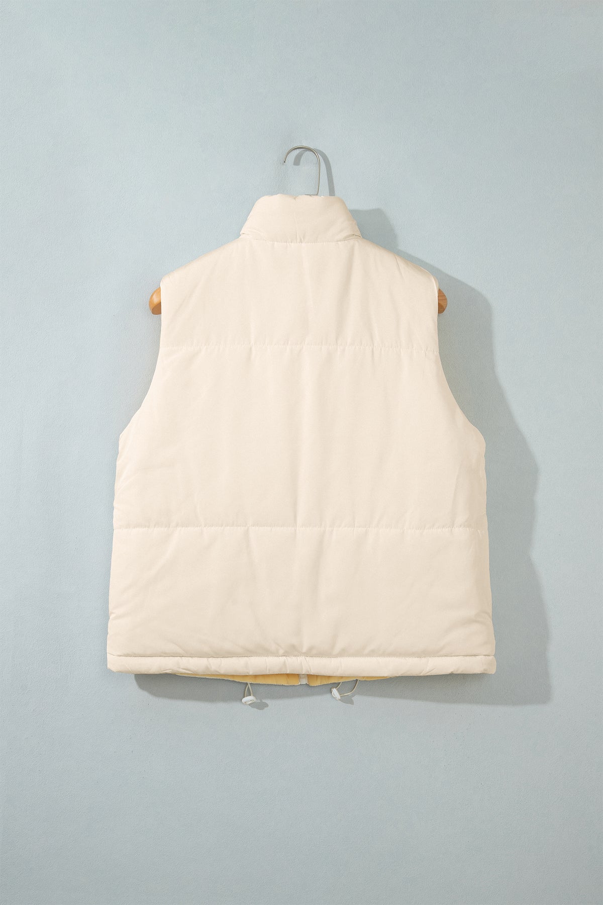 Parchment Reversible Double Wear Contrast Color Stand Neck Zip Pocket Quilted Vest-Outerwear/Vests-[Adult]-[Female]-2022 Online Blue Zone Planet