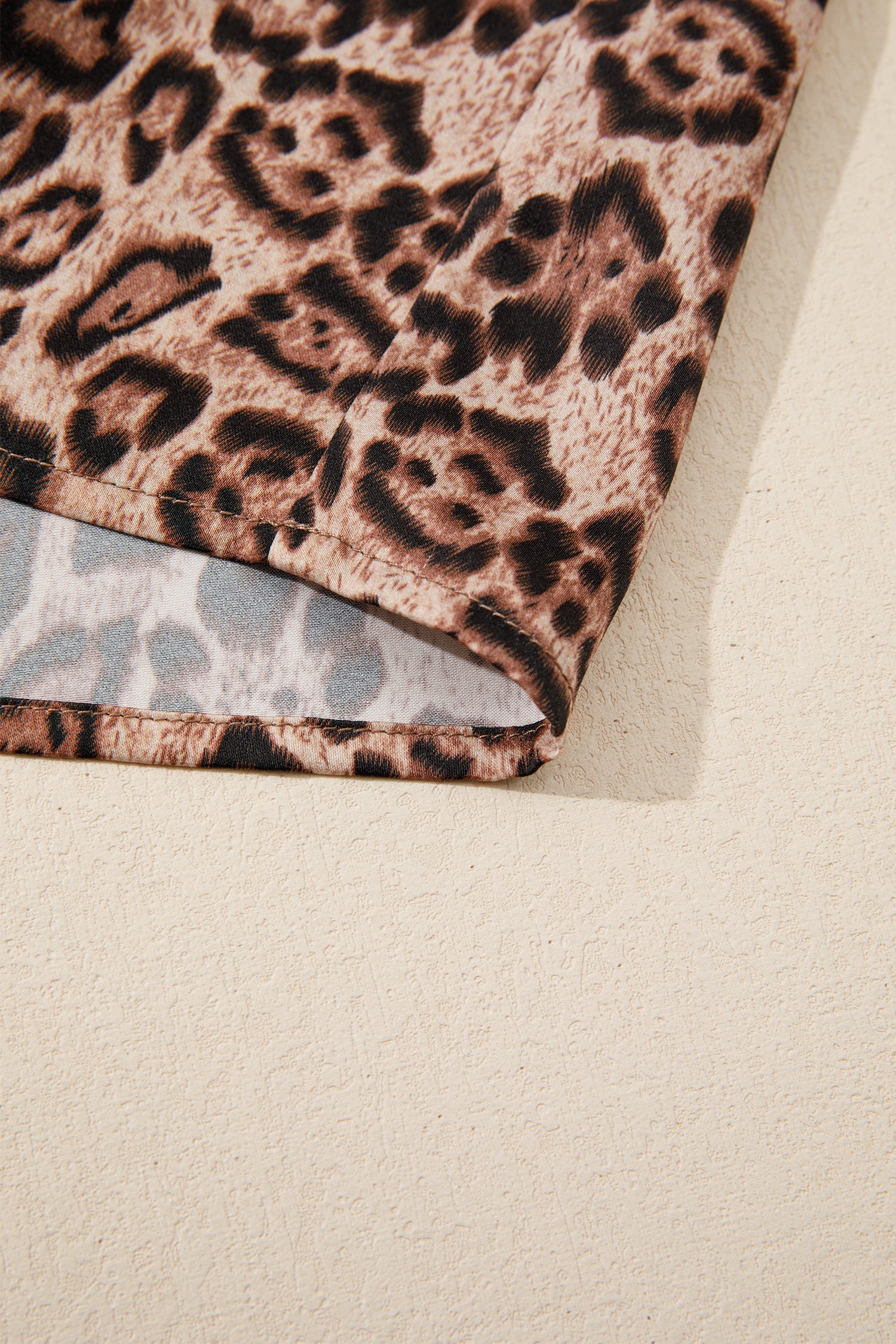 Brown Leopard Bow Tie Puff Sleeve Blouse-Tops/Blouses & Shirts-[Adult]-[Female]-2022 Online Blue Zone Planet