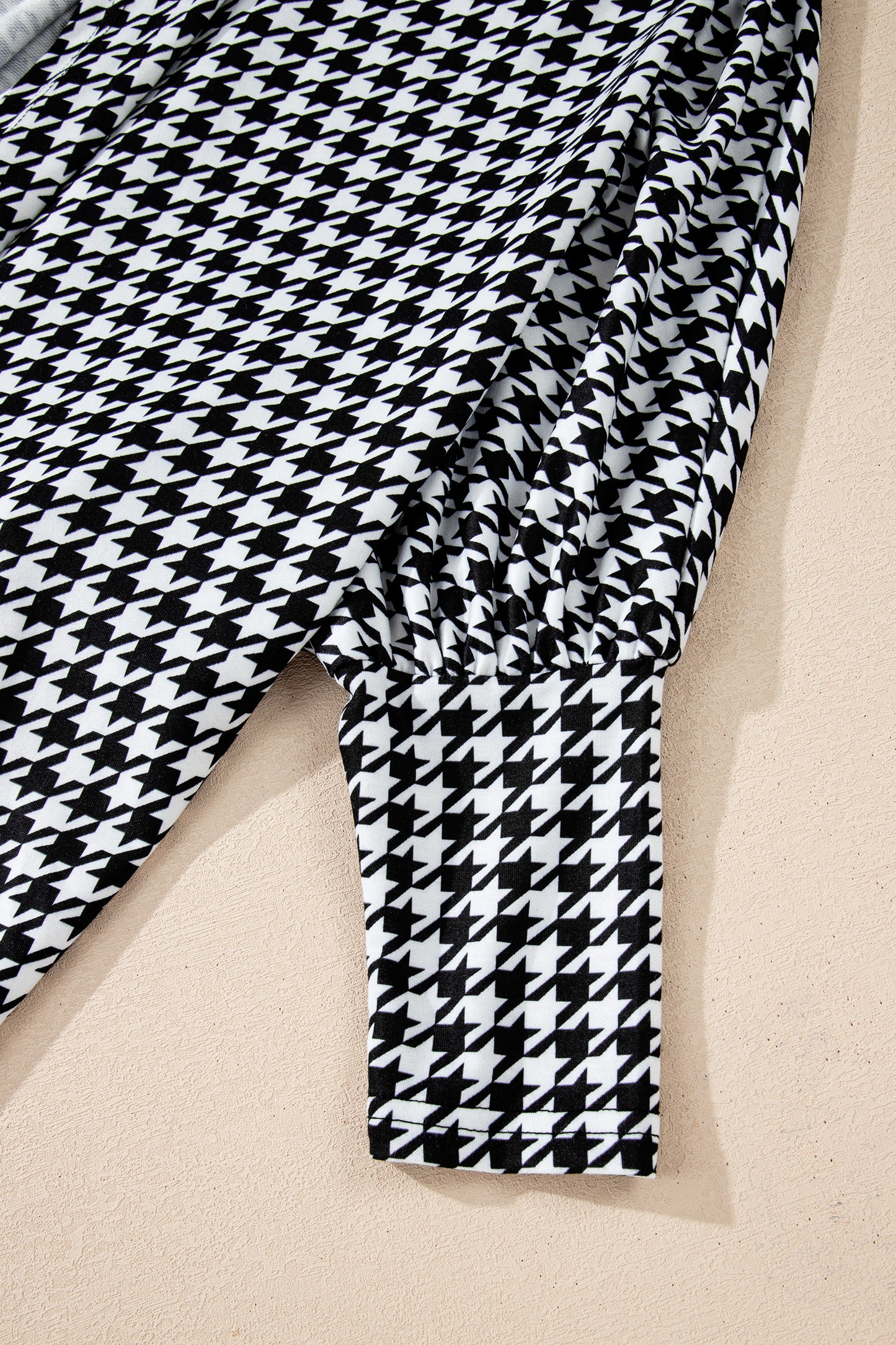 Black Houndstooth Print Open Front Long Dolman Kimonos-Outerwear/Kimonos-[Adult]-[Female]-2022 Online Blue Zone Planet