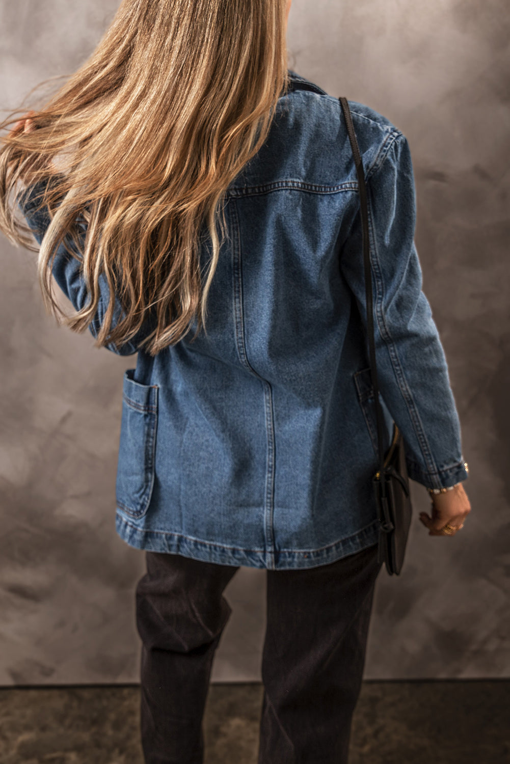 Blue Zone Planet | Pocketed Long Sleeve Denim Jacket-TOPS / DRESSES-[Adult]-[Female]-2022 Online Blue Zone Planet