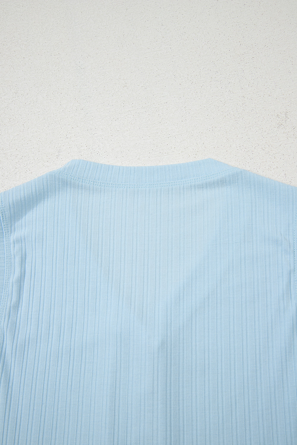 Beau Blue Ribbed Button V Neck Tank Top and Shorts Set-Two Piece Sets/Short Sets-[Adult]-[Female]-2022 Online Blue Zone Planet