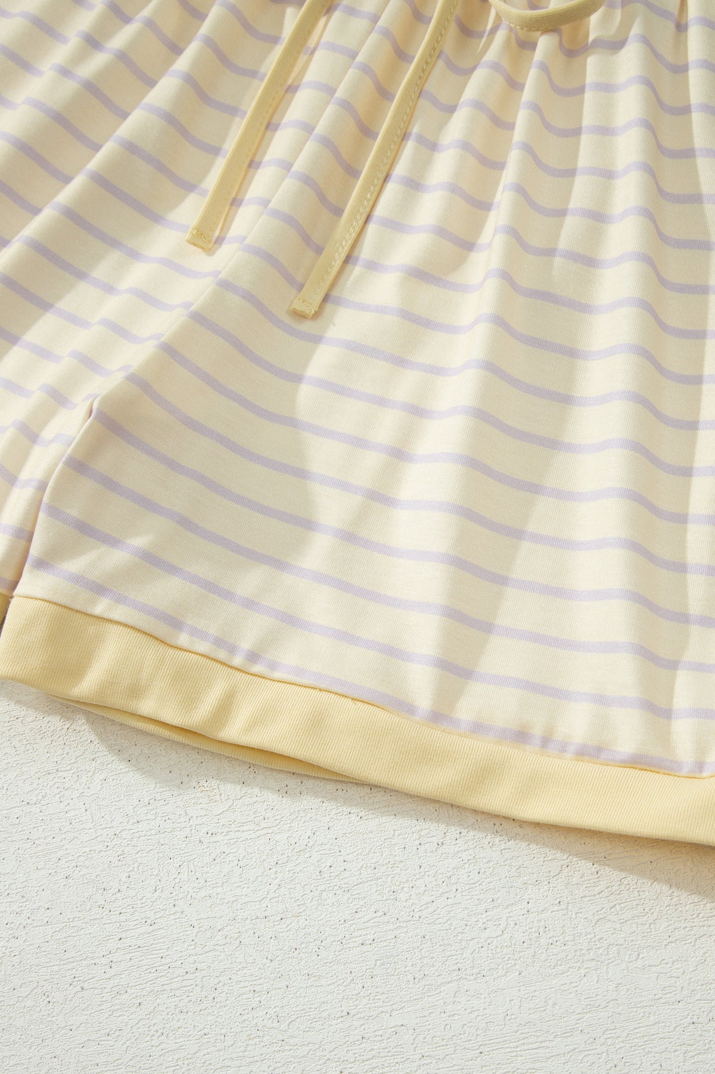Yellow Stripe Relaxed Tee Drawstring Shorts 2pcs Outfit-Two Piece Sets/Short Sets-[Adult]-[Female]-2022 Online Blue Zone Planet