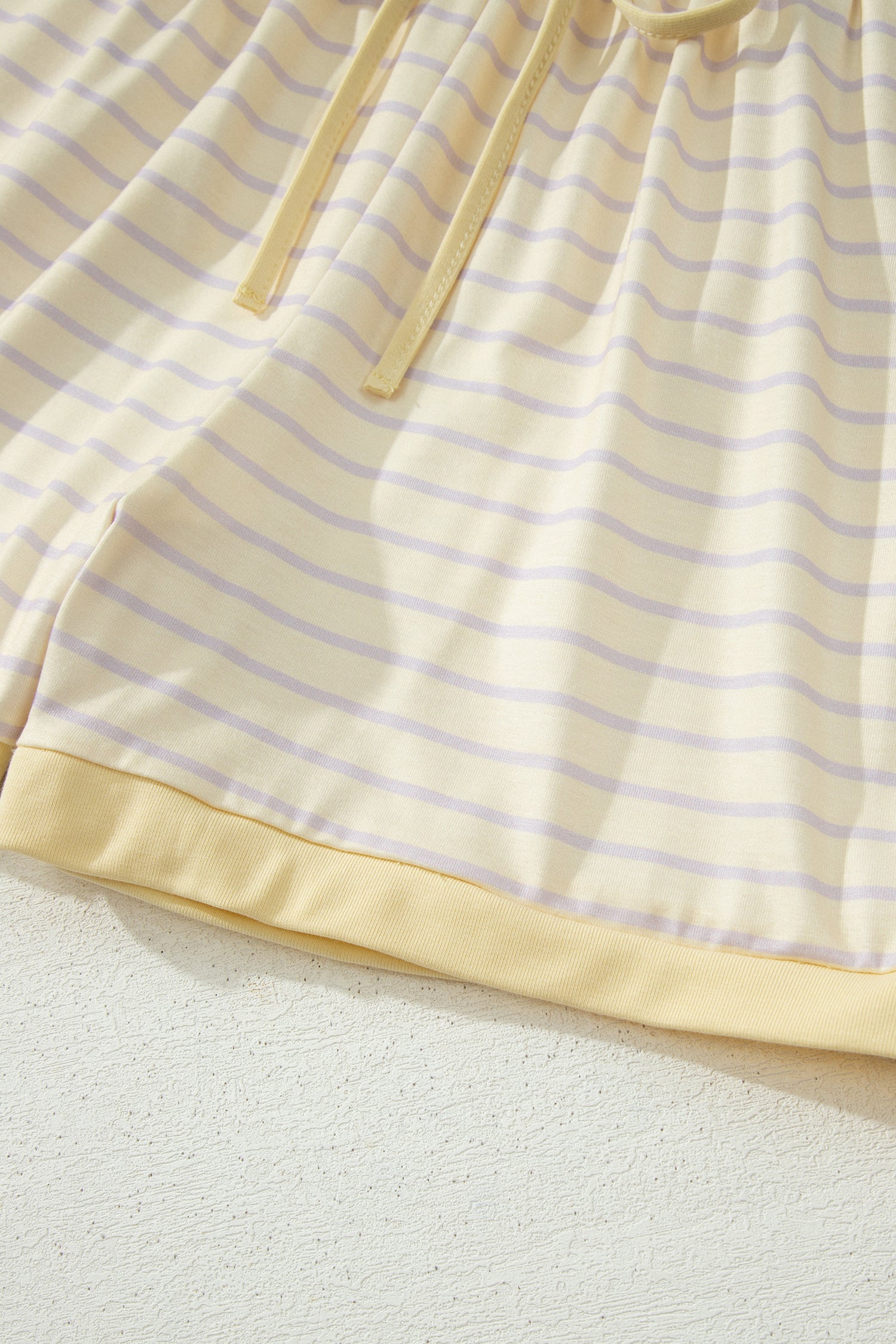 Yellow Stripe Relaxed Tee Drawstring Shorts 2pcs Outfit-Two Piece Sets/Short Sets-[Adult]-[Female]-2022 Online Blue Zone Planet