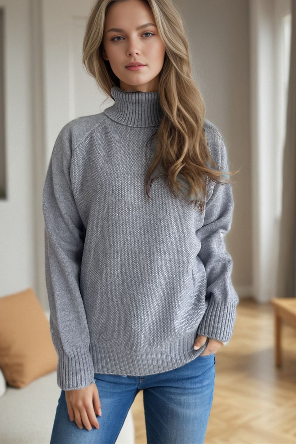 Blue Zone Planet | Ribbed Turtleneck Raglan Sleeve Sweater-TOPS / DRESSES-[Adult]-[Female]-2022 Online Blue Zone Planet