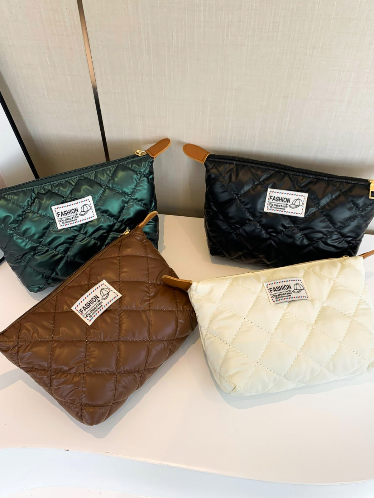 Solid Quilted Clutch with Zipper-HANDBAGS-[Adult]-[Female]-2022 Online Blue Zone Planet