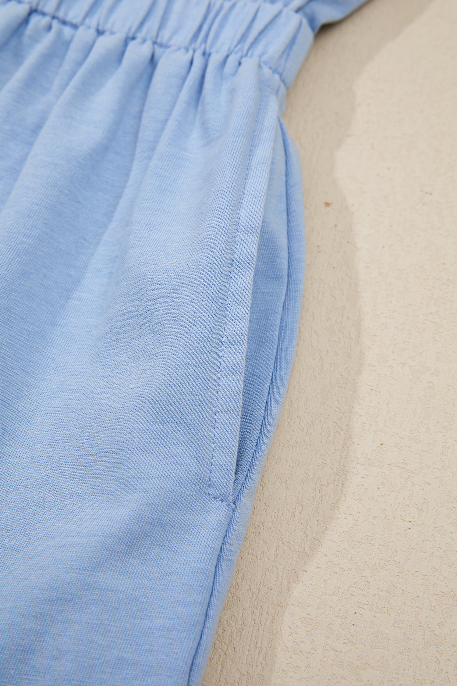 Sky Blue Mineral Wash Elastic Waist Tank Dress with Side Pockets-TOPS / DRESSES-[Adult]-[Female]-2022 Online Blue Zone Planet