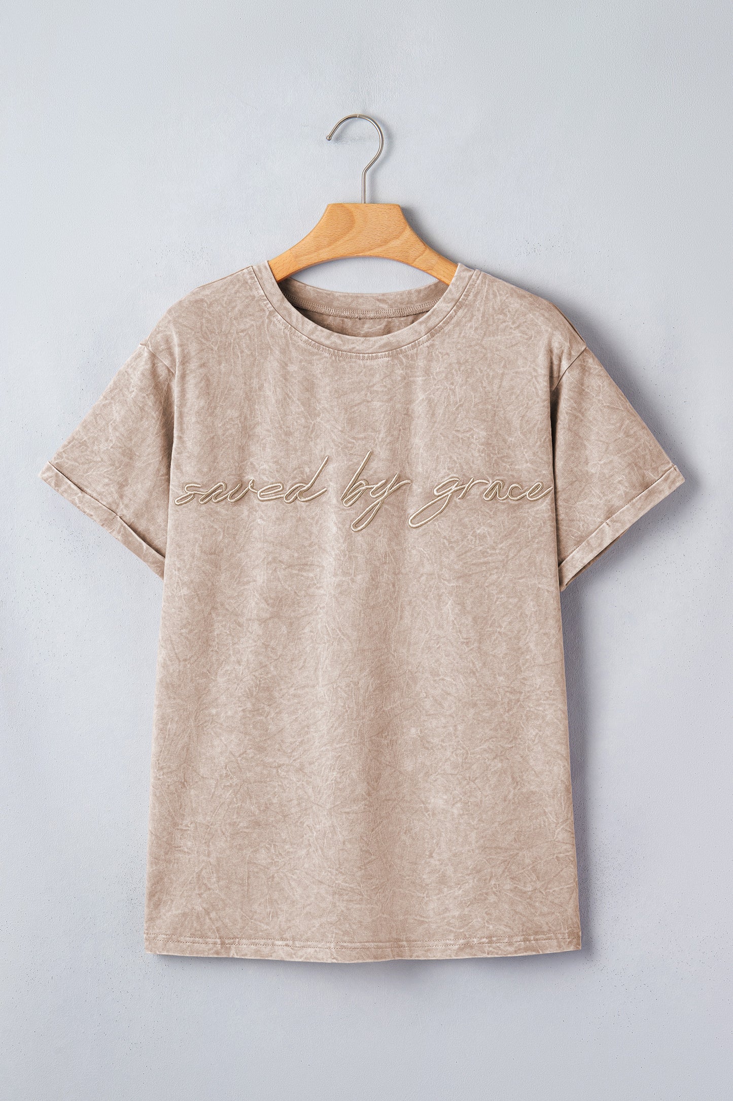 Casual saved by grace Mineral Washed Cotton T Shirt-Tops/Tops & Tees-[Adult]-[Female]-2022 Online Blue Zone Planet