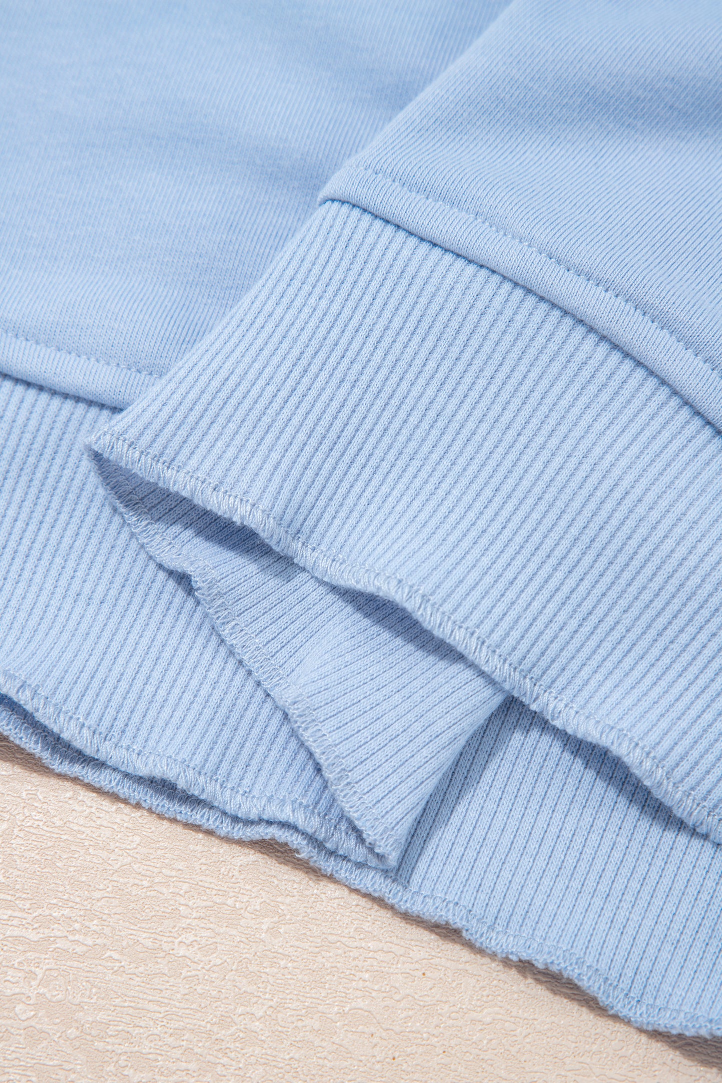 Sky Blue Lace Accent Zipped Collar Short Sleeve Top Sweatpants Set-Two Piece Sets/Pant Sets-[Adult]-[Female]-2022 Online Blue Zone Planet