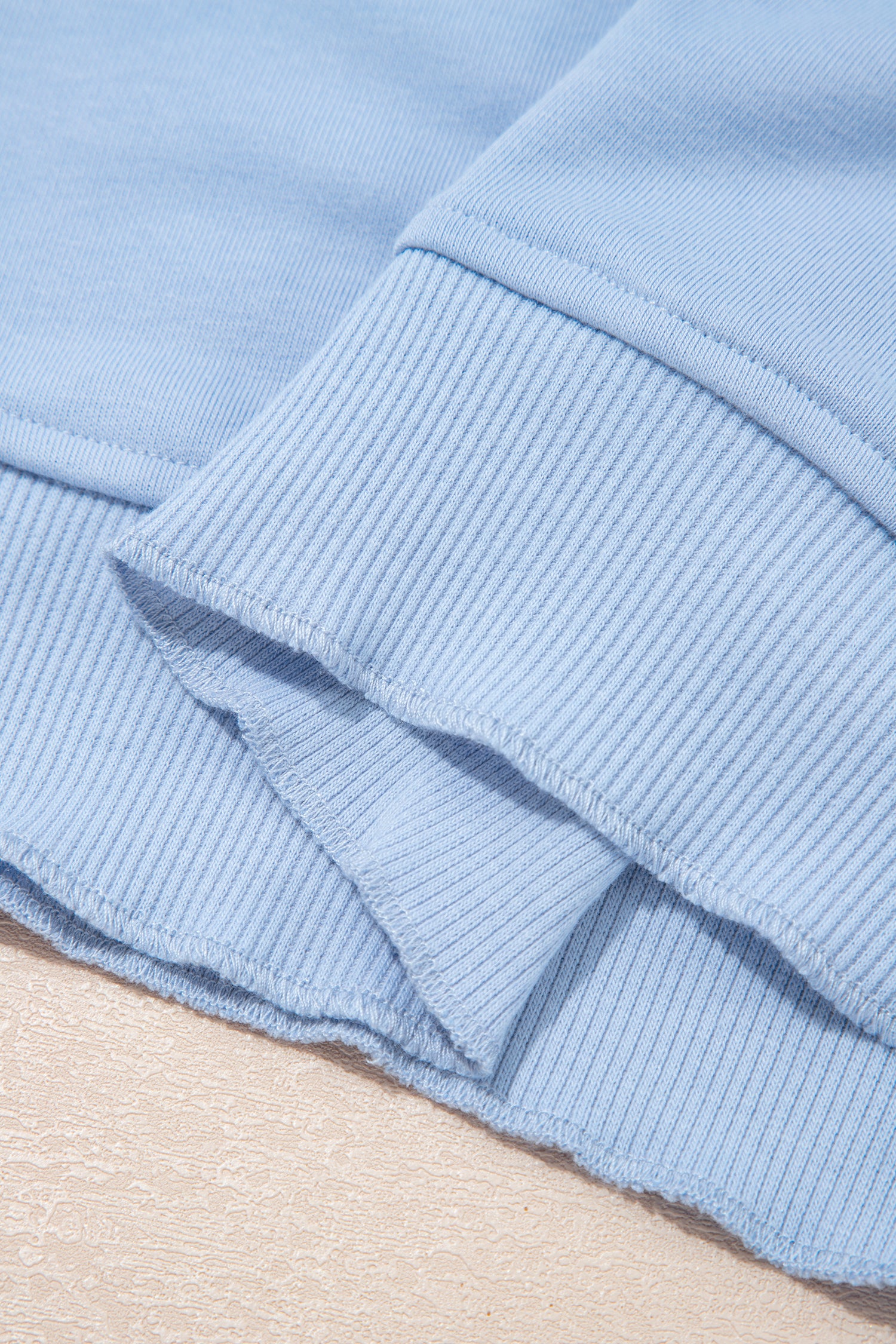 Sky Blue Lace Accent Zipped Collar Short Sleeve Top Sweatpants Set-Two Piece Sets/Pant Sets-[Adult]-[Female]-2022 Online Blue Zone Planet