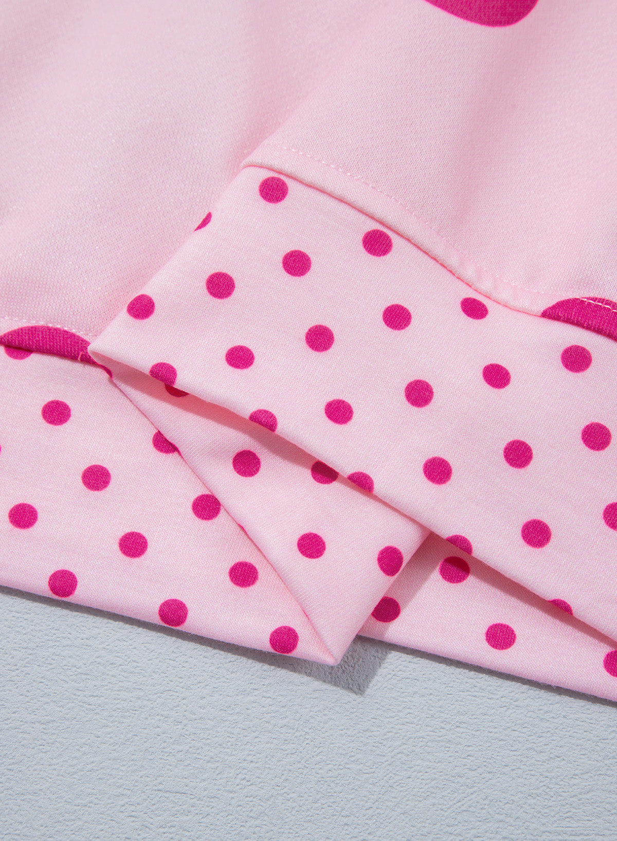 Pink Polka Dot Print Contrast Detail Oversized Tunic Sweatshirt-Tops/Sweatshirts & Hoodies-[Adult]-[Female]-2022 Online Blue Zone Planet
