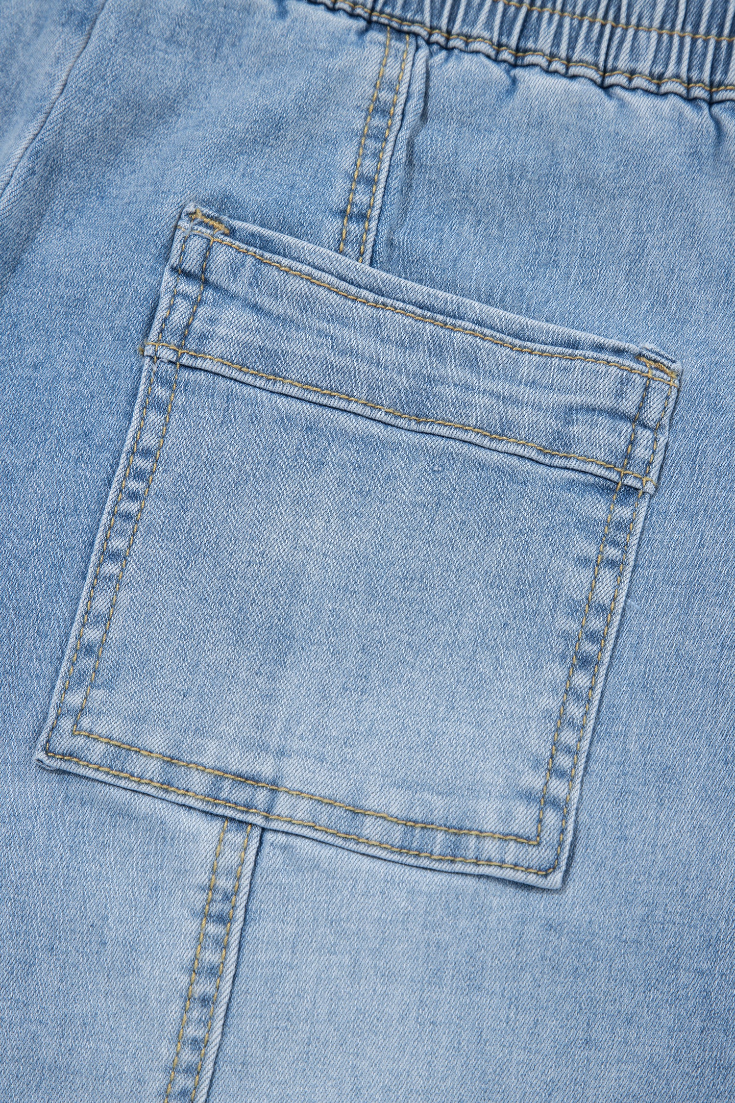 Beau Blue Drawstring Waist Wide Leg Ankle Length Jeans-Bottoms/Jeans-[Adult]-[Female]-2022 Online Blue Zone Planet