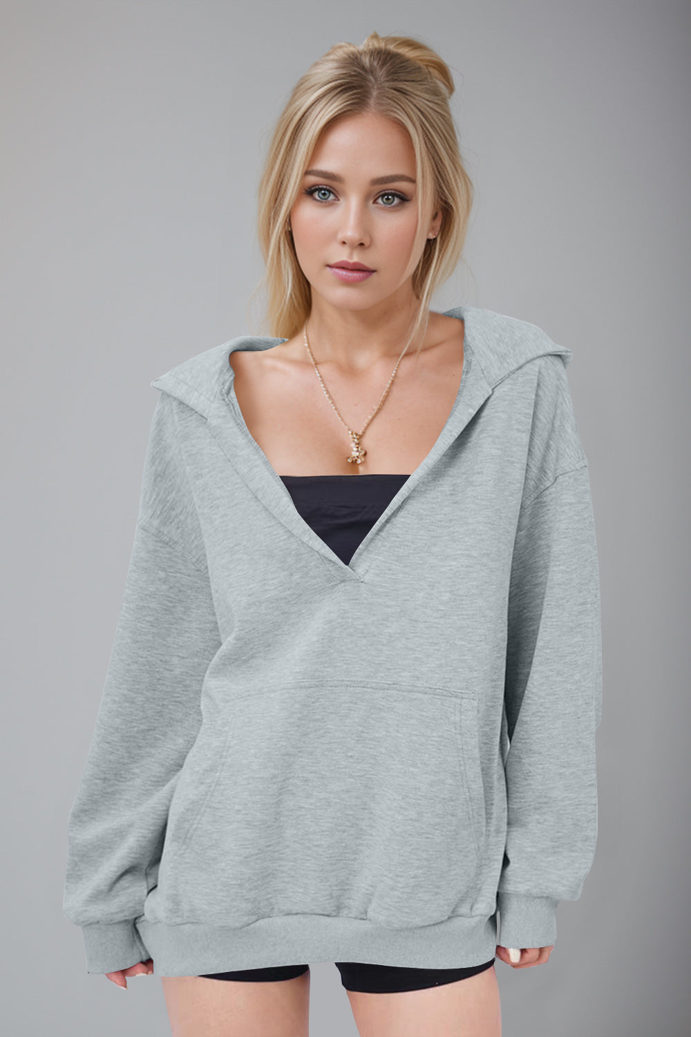 Basic Bae Kangaroo Pocket Long Sleeve Hoodie-TOPS / DRESSES-[Adult]-[Female]-2022 Online Blue Zone Planet