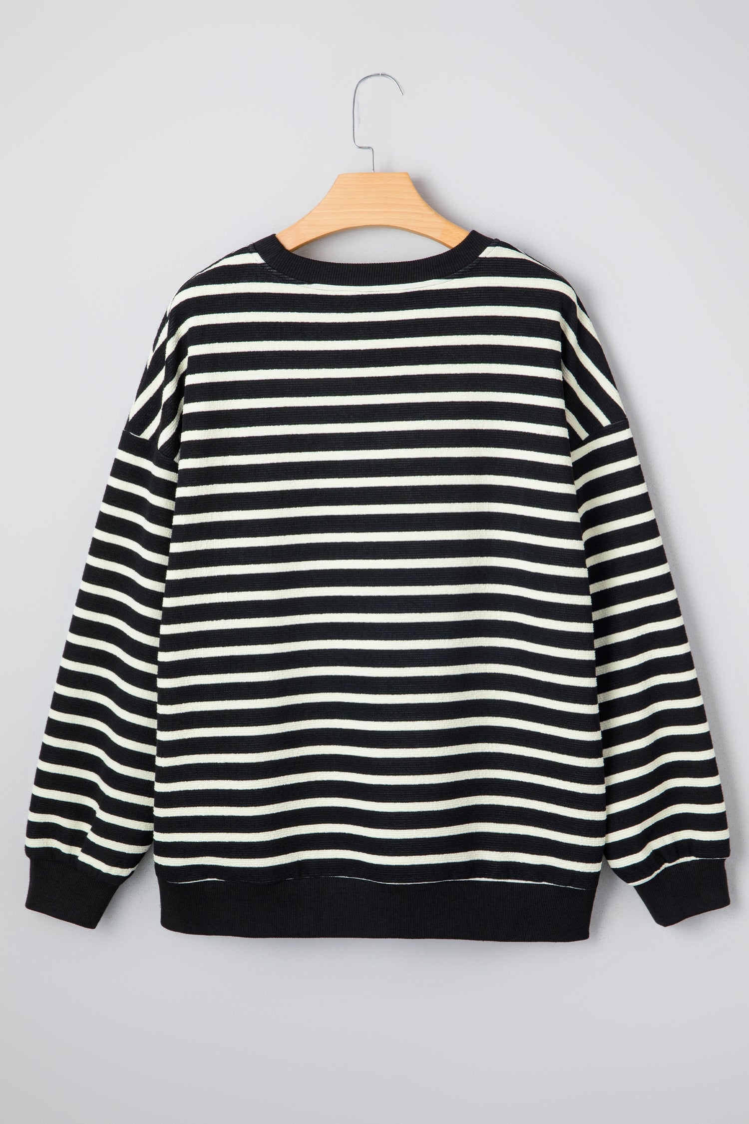 Black Stripe Contrast MERRY Letter Christmas Print Drop Shoulder Sweatshirt-Tops/Sweatshirts & Hoodies-[Adult]-[Female]-2022 Online Blue Zone Planet