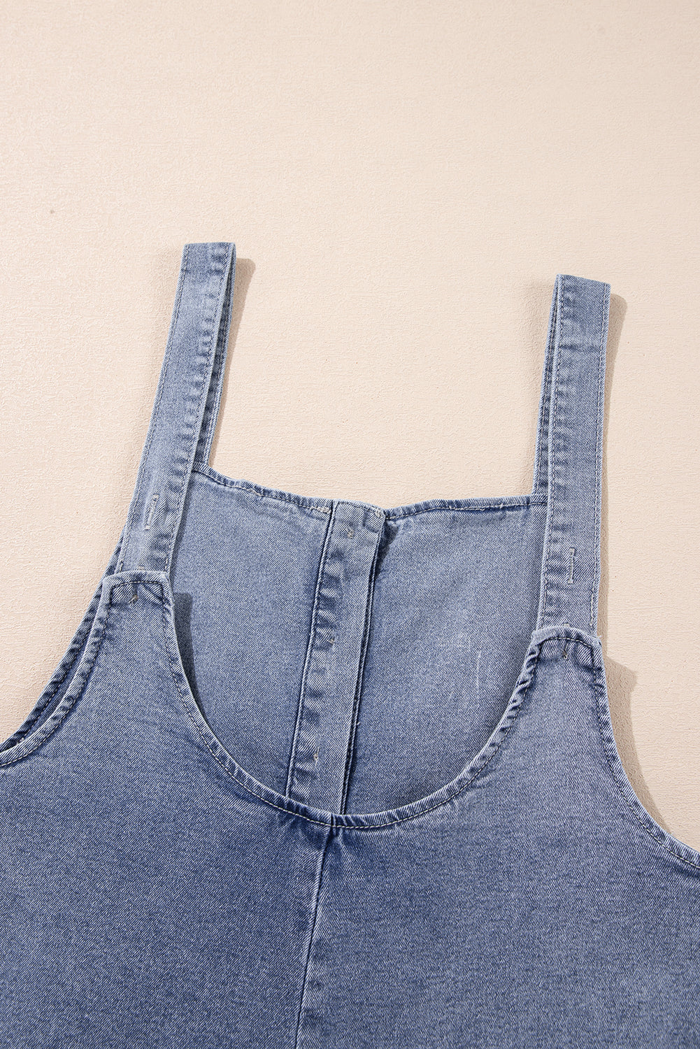 Blue Zone Planet | Stone Blue Washed Denim Half Buttons Patched Pocket Wide Leg Overalls-Bottoms/Jumpsuits & Rompers-[Adult]-[Female]-2022 Online Blue Zone Planet