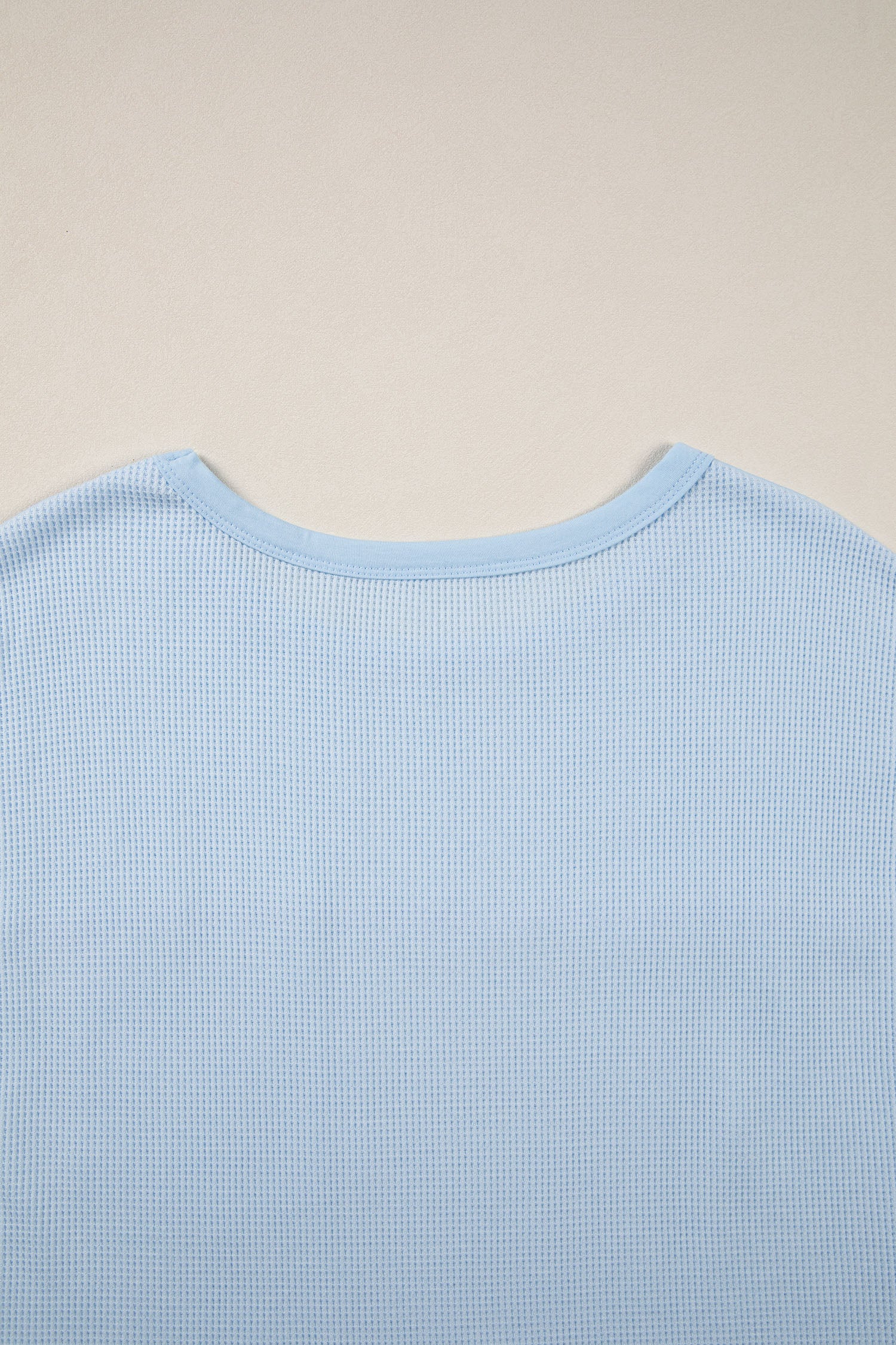 Pink Solid Color Raw Seam Waffled Patchwork Casual T Shirt-Tops/Tops & Tees-[Adult]-[Female]-2022 Online Blue Zone Planet
