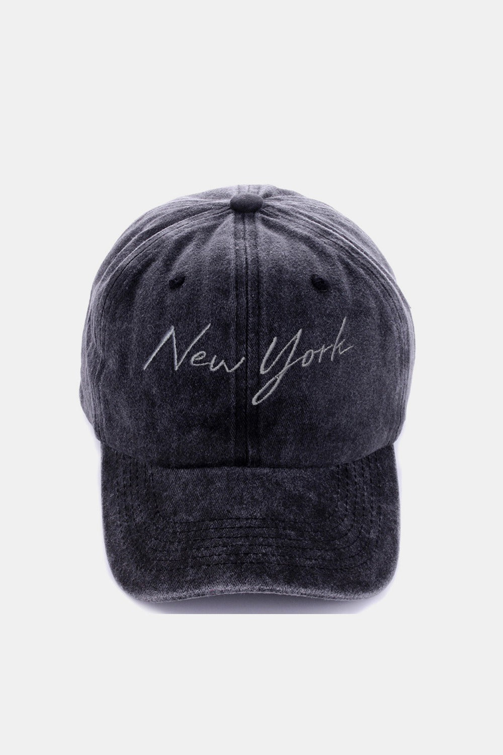 Blue Zone Planet | Zenana Washed Embroidered City Baseball Cap-HATS-[Adult]-[Female]-New York Black-One Size-2022 Online Blue Zone Planet