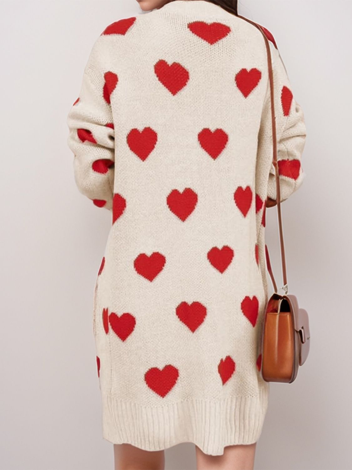 Heart Open Front Long Sleeve Cardigan-TOPS / DRESSES-[Adult]-[Female]-2022 Online Blue Zone Planet