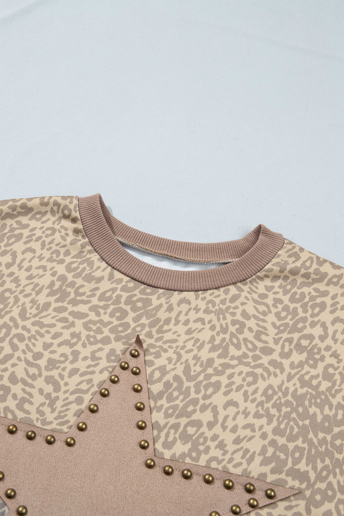 Khaki Leopard Star Print Long Sleeve Loose Casual Two Piece Pants Set-Two Piece Sets/Pant Sets-[Adult]-[Female]-2022 Online Blue Zone Planet