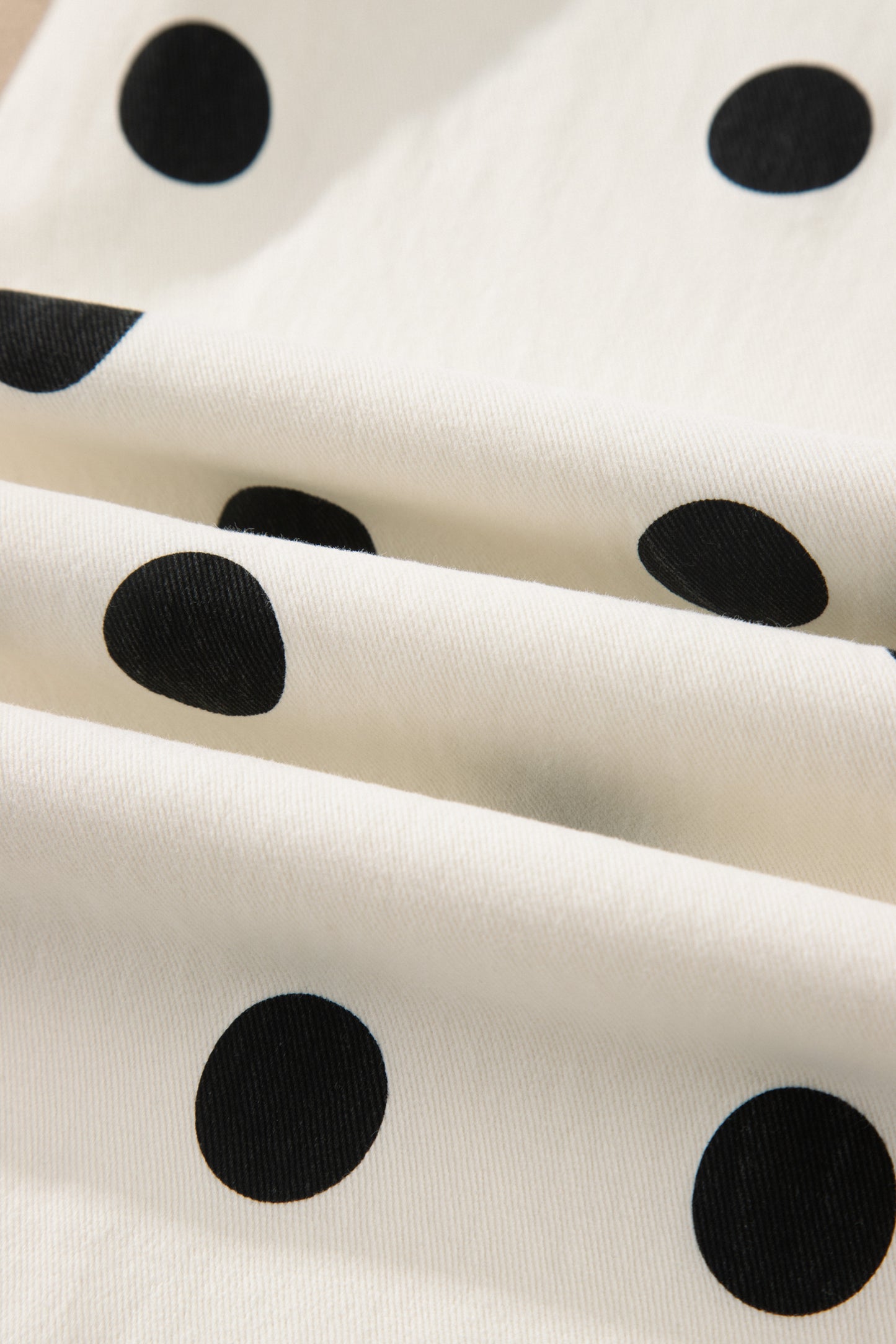 White Polka Dot Print Wide Leg Ankle-Length Jeans-Bottoms/Jeans-[Adult]-[Female]-2022 Online Blue Zone Planet