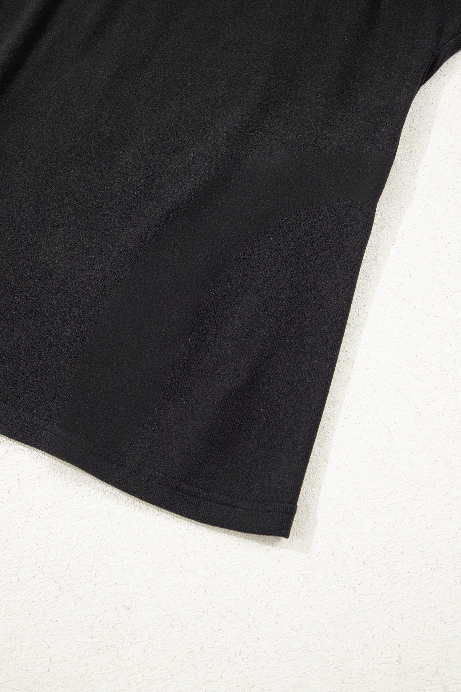 Black Solid Color Bow Textured Patchwork Long Sleeve Tee-Tops/Long Sleeve Tops-[Adult]-[Female]-2022 Online Blue Zone Planet