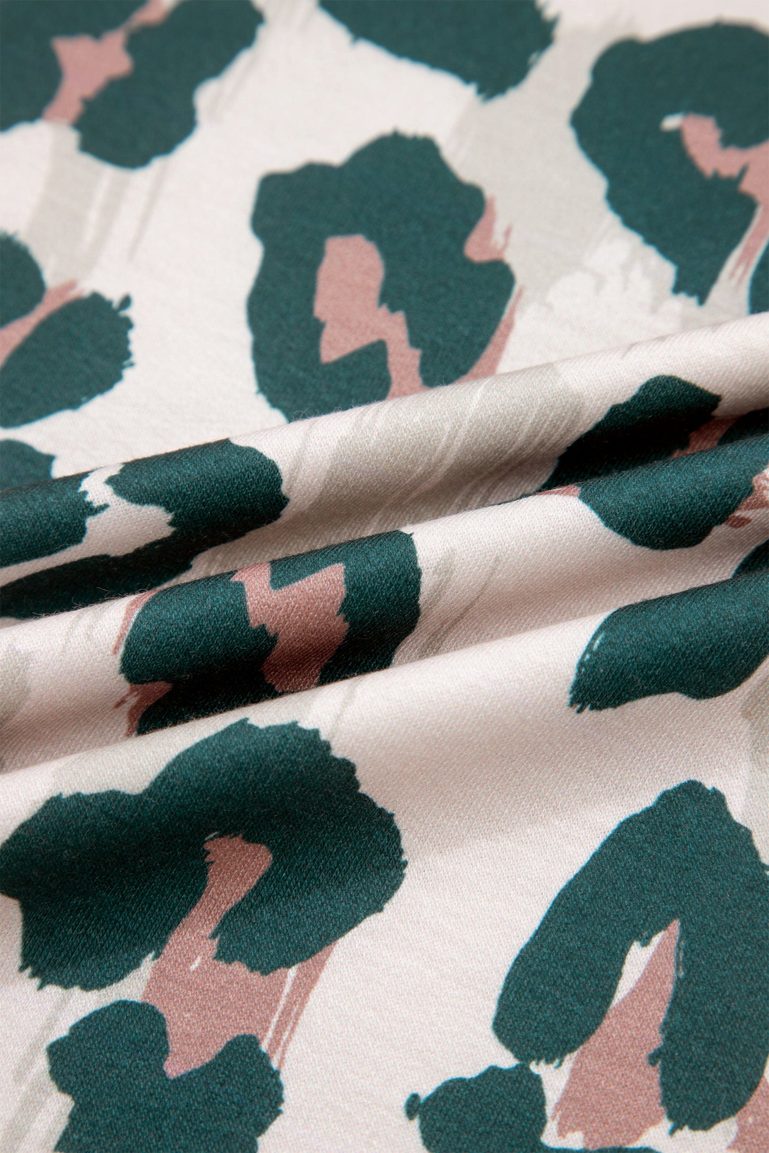 Brown Unique Leopard Print Contrast Trim Top Loose 2pcs Short Set-Two Piece Sets/Short Sets-[Adult]-[Female]-2022 Online Blue Zone Planet