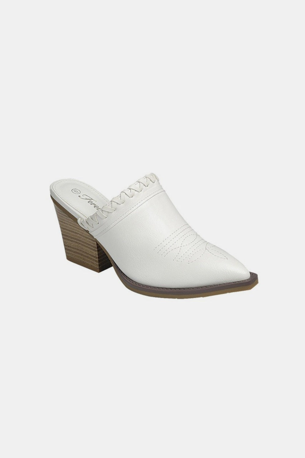 Forever Link Pointy Toe Slip On Chunky Mules-SHOES-[Adult]-[Female]-White-6-2022 Online Blue Zone Planet