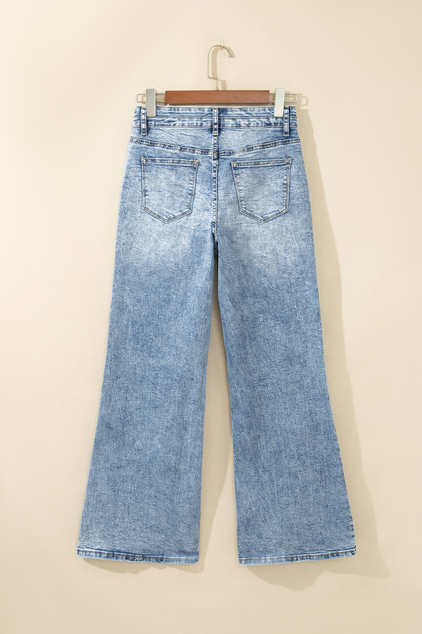 Beau Blue Acid Wash Pocket Detail Flare Jeans-Bottoms/Jeans-[Adult]-[Female]-2022 Online Blue Zone Planet