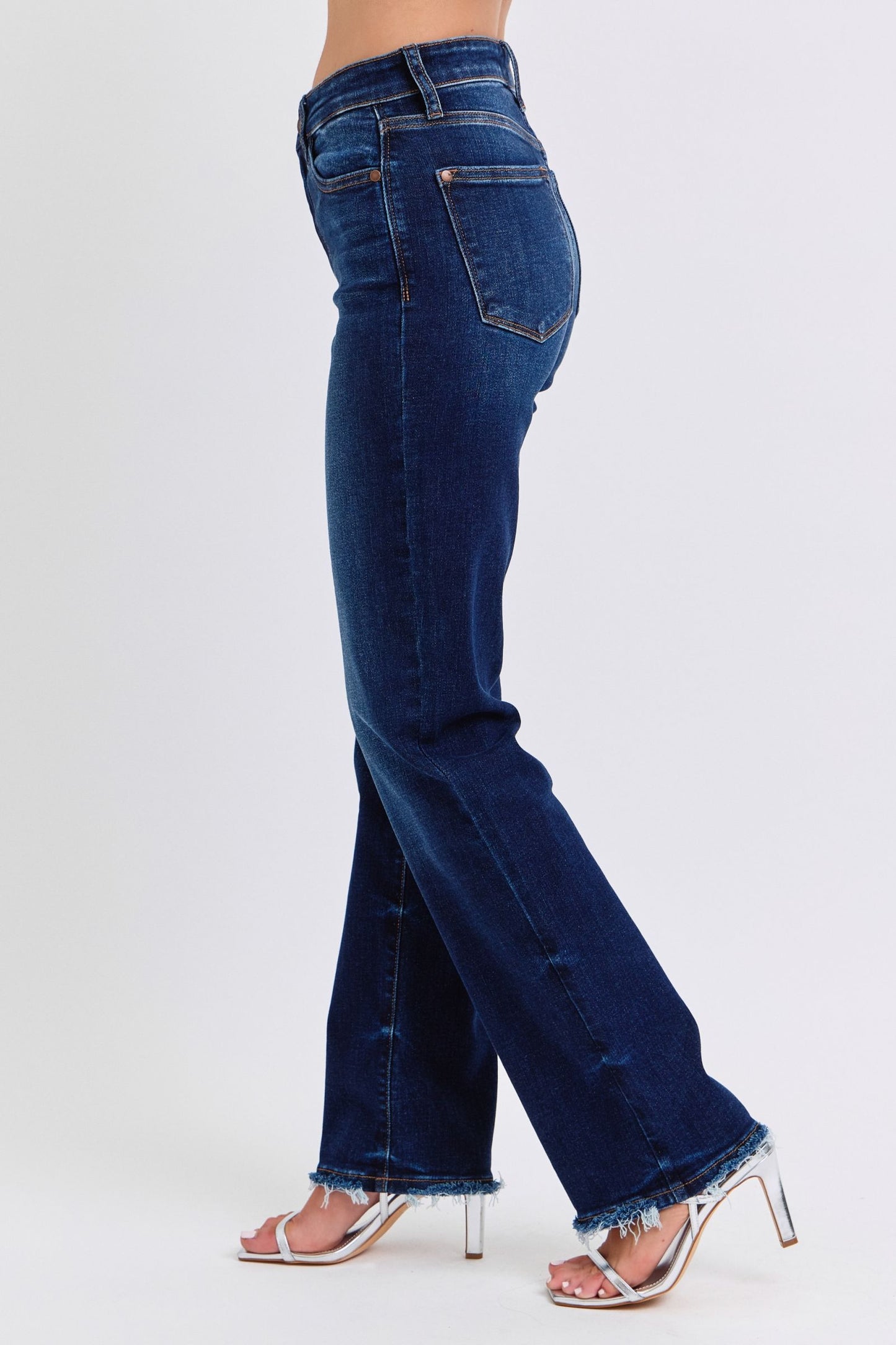 Judy Blue Full Size Raw Hem Straight Leg Jeans-BOTTOMS SIZES SMALL MEDIUM LARGE-[Adult]-[Female]-2022 Online Blue Zone Planet