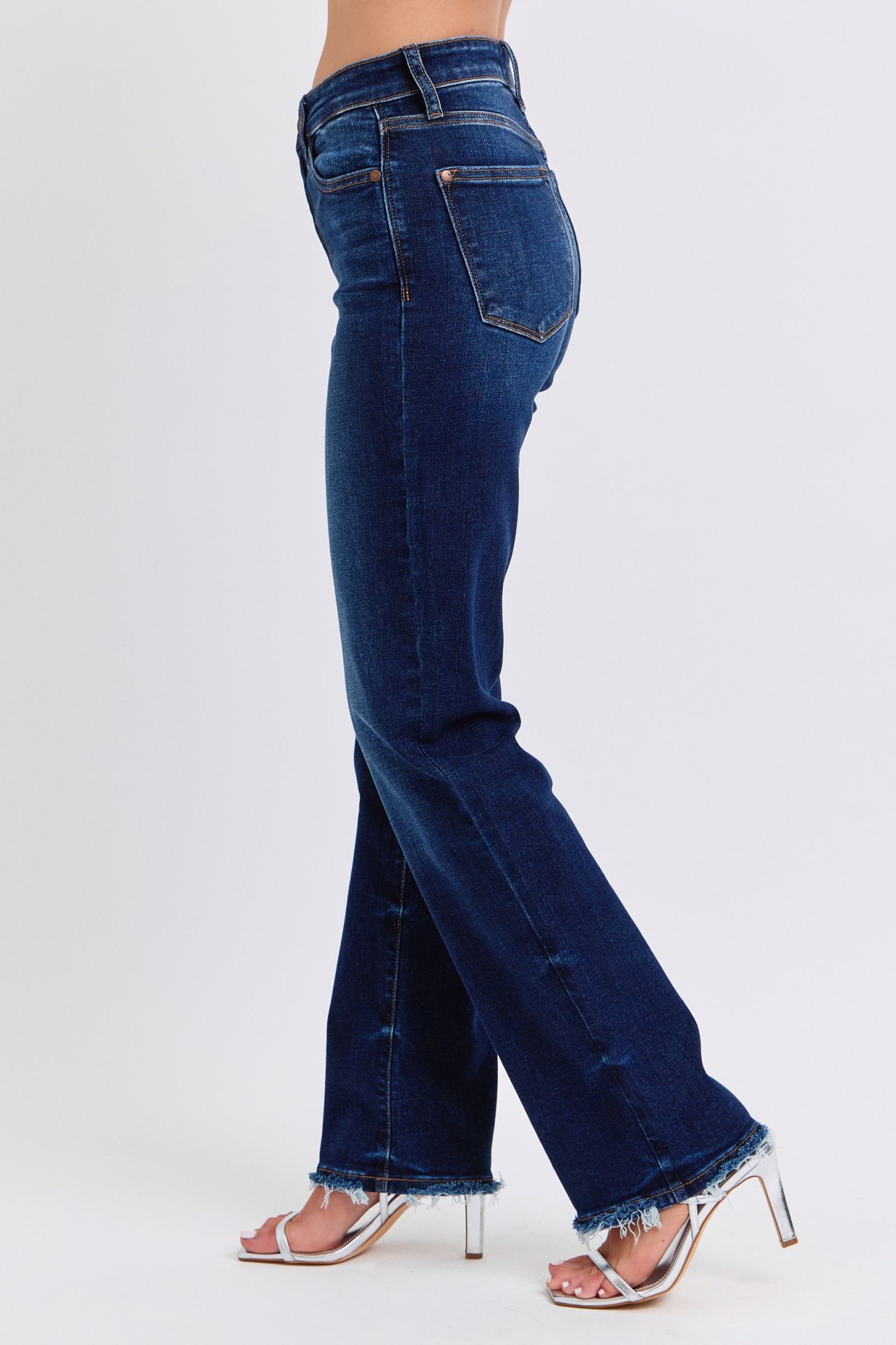 Judy Blue Full Size Raw Hem Straight Leg Jeans-BOTTOMS SIZES SMALL MEDIUM LARGE-[Adult]-[Female]-2022 Online Blue Zone Planet