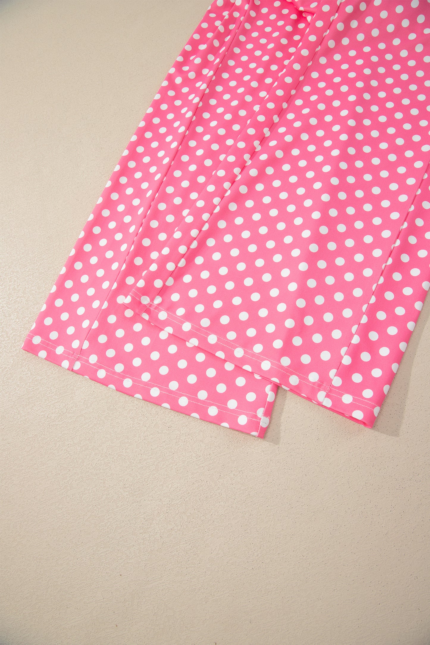 Pink Polka Dot Print Slim Tank Loose Pants 2pcs Outfit-Two Piece Sets/Pant Sets-[Adult]-[Female]-2022 Online Blue Zone Planet