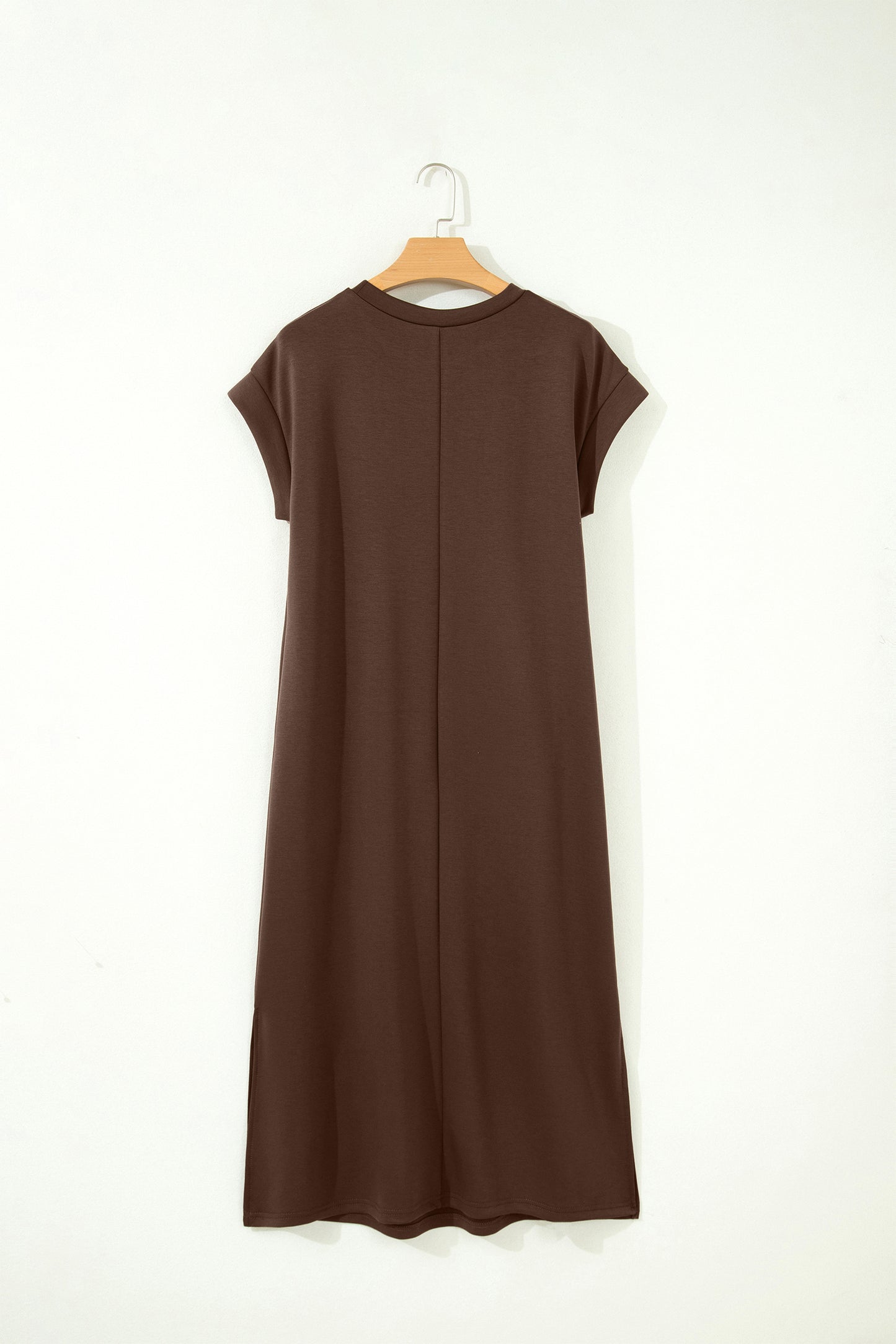 Green Bay Solid Color Long T Shirt Dress with Slits-TOPS / DRESSES-[Adult]-[Female]-2022 Online Blue Zone Planet
