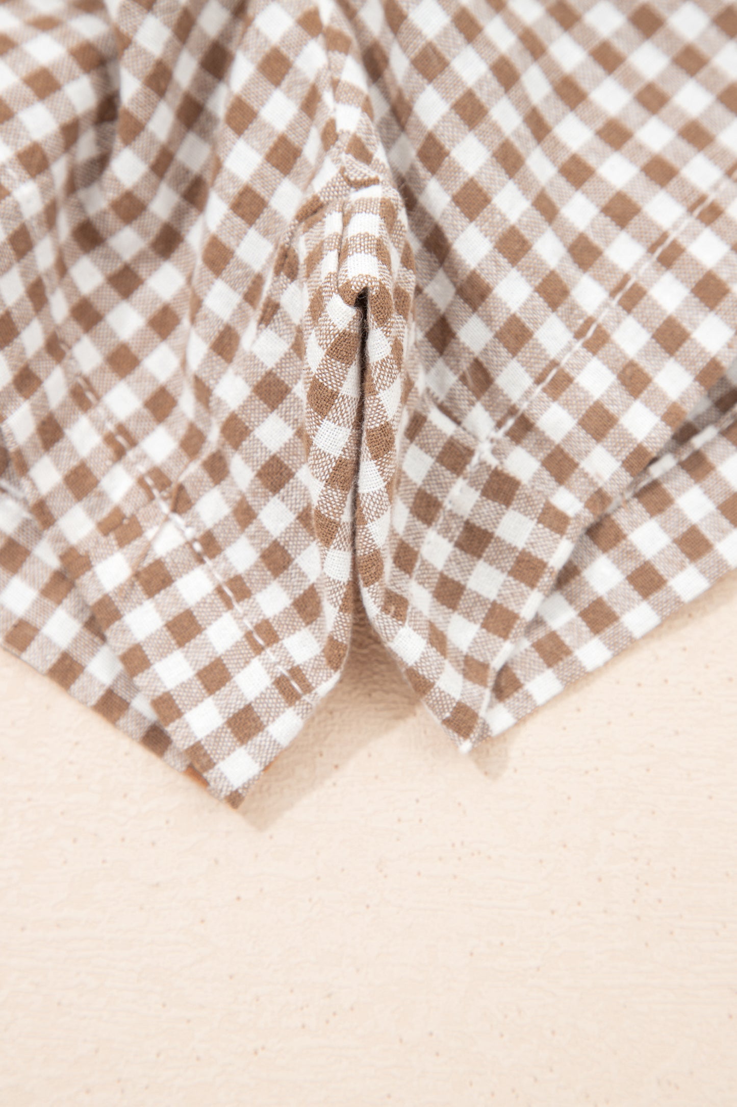 Khaki Contrast Trim Plaid Print Plus Size Shorts-Plus Size/Plus Size Bottoms-[Adult]-[Female]-2022 Online Blue Zone Planet