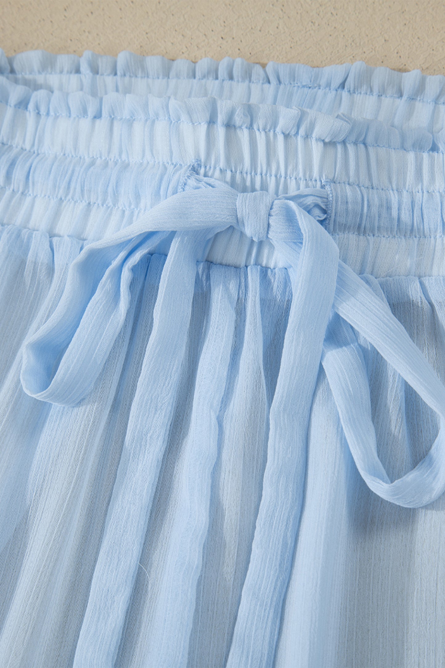 Beau Blue Sheer Tunic Shirt Drawstring Shorts 2pcs Swim Cover Up-Swimwear/Beach Cover-ups-[Adult]-[Female]-2022 Online Blue Zone Planet