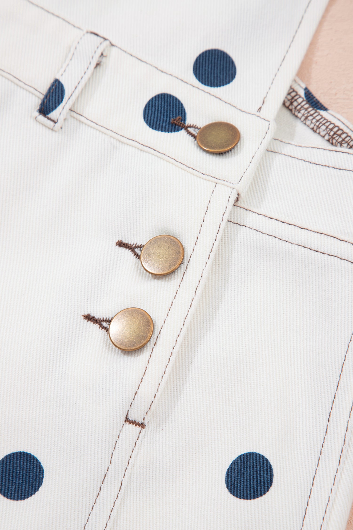 Jet Stream Polka Dot Print Bib Pocket Denim Barrel Overalls Jumpsuit-Bottoms/Jumpsuits & Rompers-[Adult]-[Female]-2022 Online Blue Zone Planet