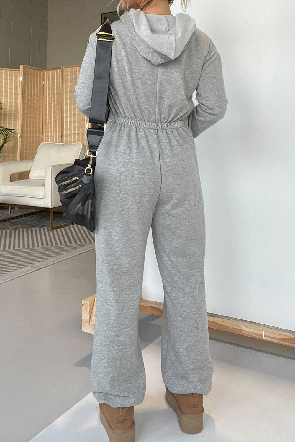 Blue Zone Planet | Full Size Drawstring Long Sleeve Jumpsuit-TOPS / DRESSES-[Adult]-[Female]-2022 Online Blue Zone Planet