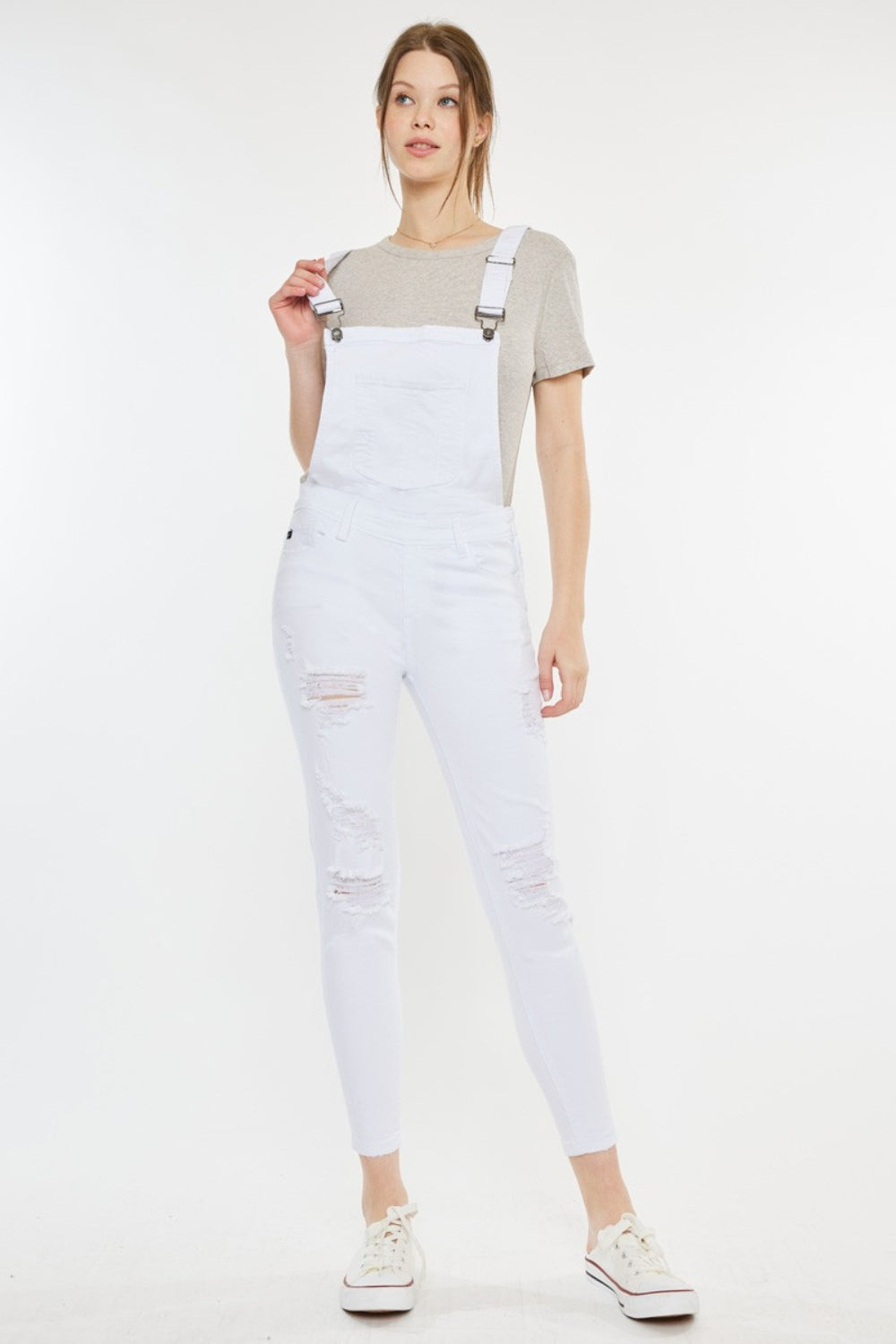 Blue Zone Planet | Kancan Distressed Skinny Denim Overalls-BOTTOMS SIZES SMALL MEDIUM LARGE-[Adult]-[Female]-2022 Online Blue Zone Planet