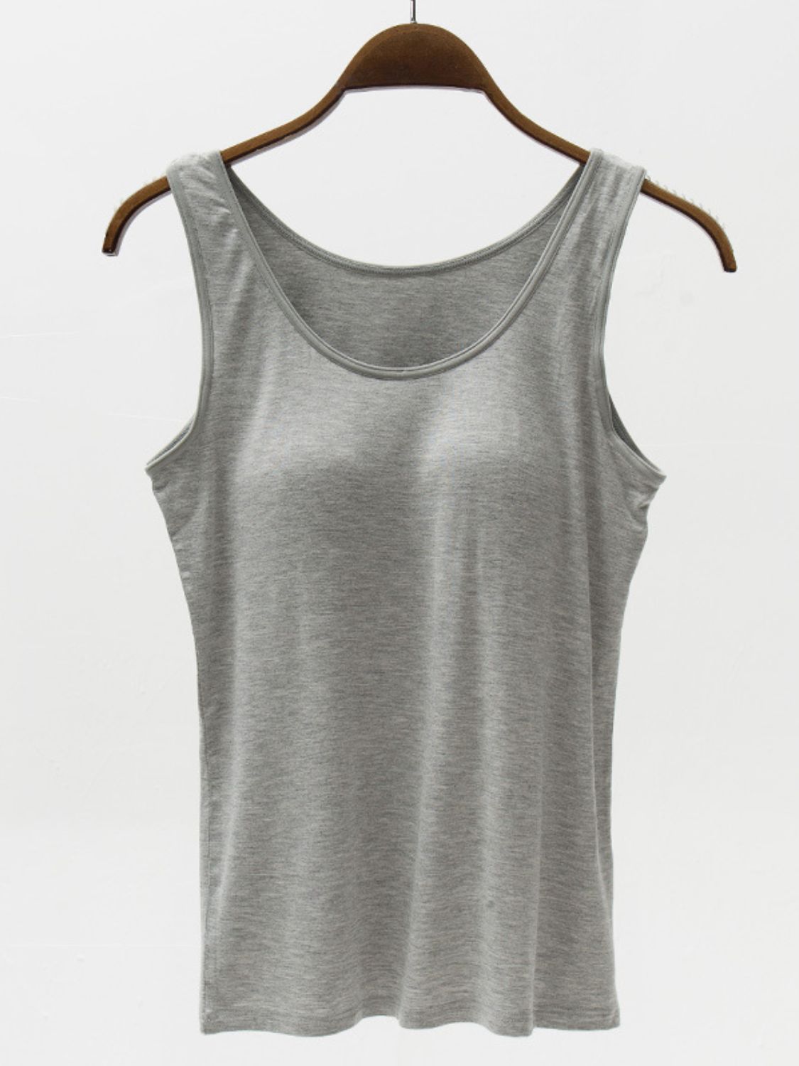 Blue Zone Planet | Full Size Wide Strap Modal Tank with Bra-TOPS / DRESSES-[Adult]-[Female]-Gray-S-2022 Online Blue Zone Planet