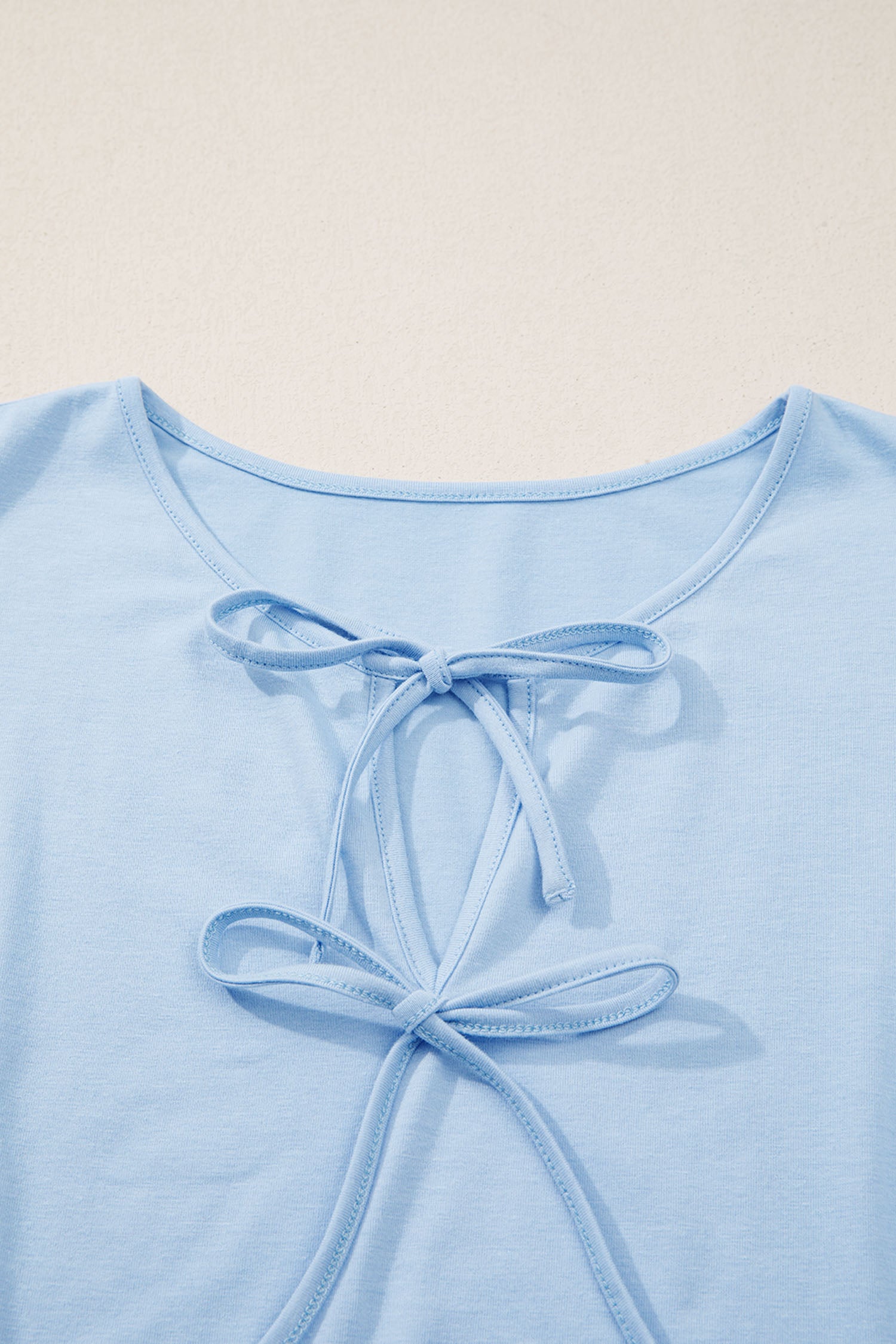 Beau Blue Plus Size Solid Color Bow Tie Peplum Tank Top-Plus Size/Plus Size Tops/Plus Size Tank Tops-[Adult]-[Female]-2022 Online Blue Zone Planet