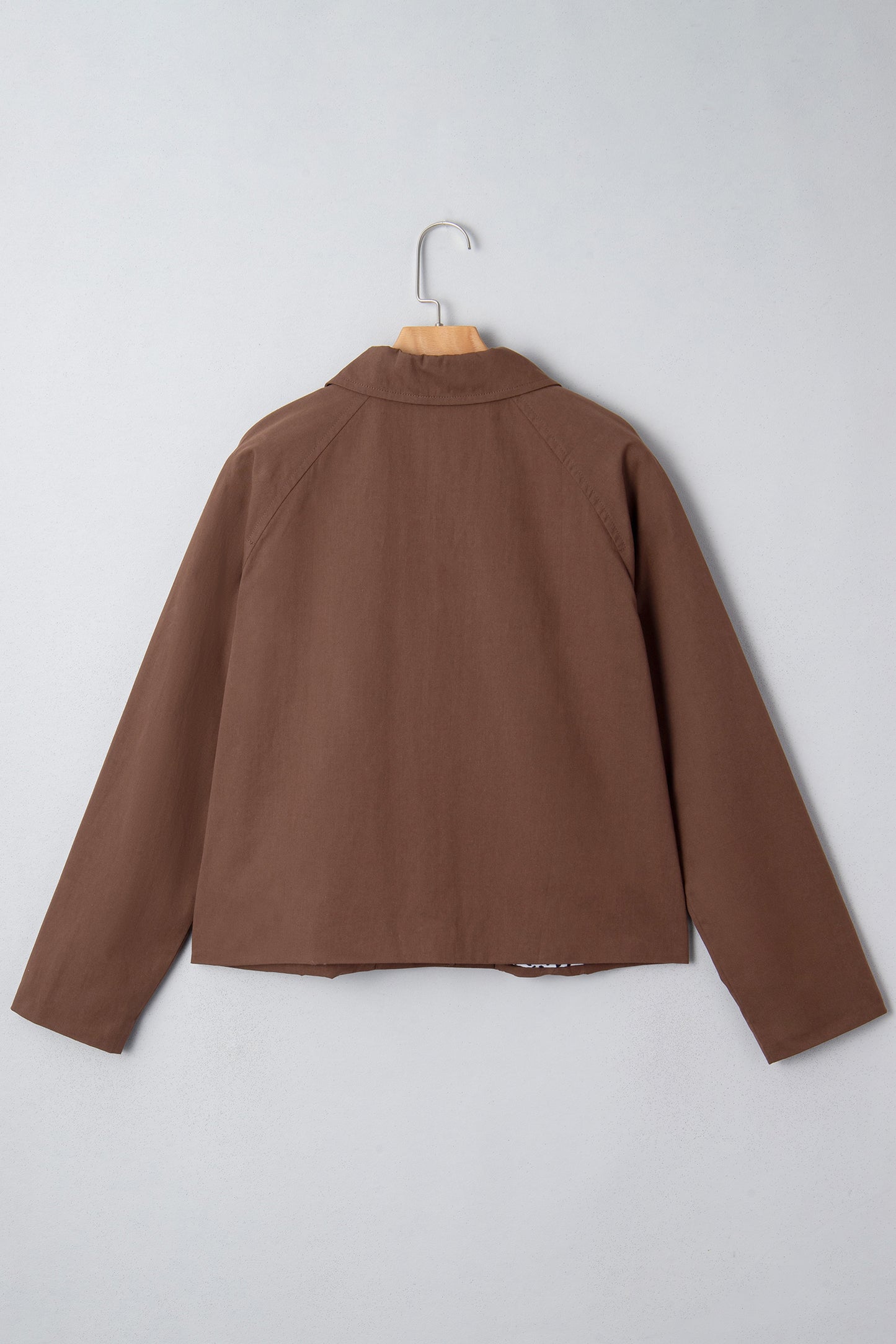 Dark Brown Collared Buttoned Leopard Liner Patchwork Chic Jacket-Outerwear/Jackets-[Adult]-[Female]-2022 Online Blue Zone Planet