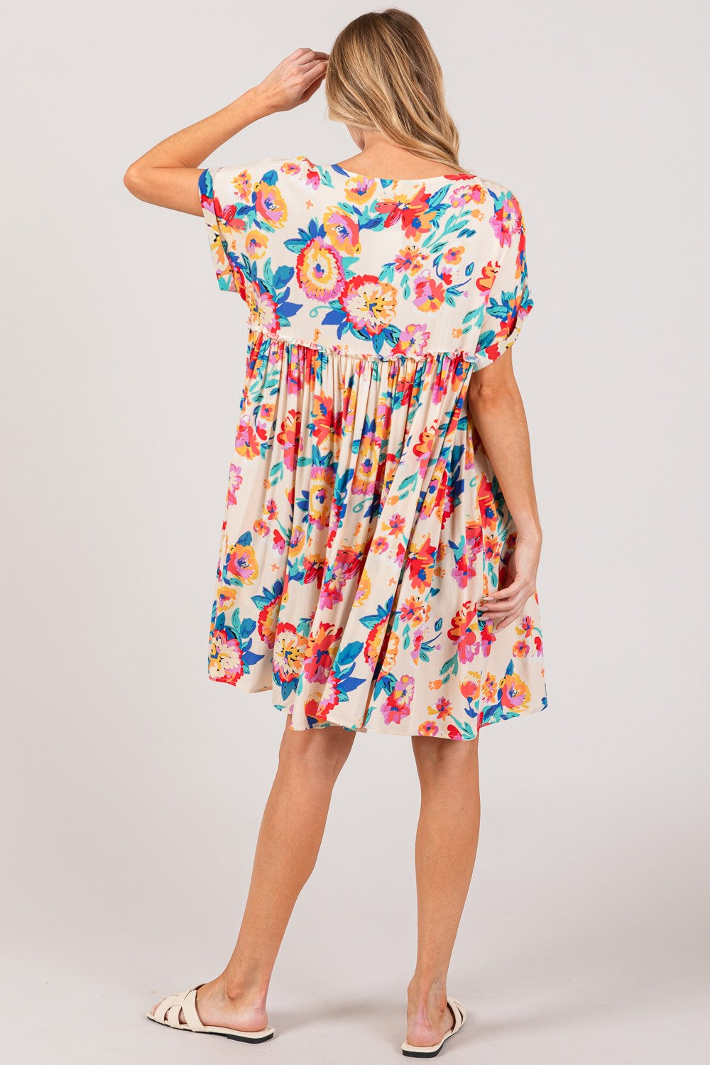 SAGE + FIG Full Size Floral Button-Down Short Sleeve Dress-TOPS / DRESSES-[Adult]-[Female]-2022 Online Blue Zone Planet