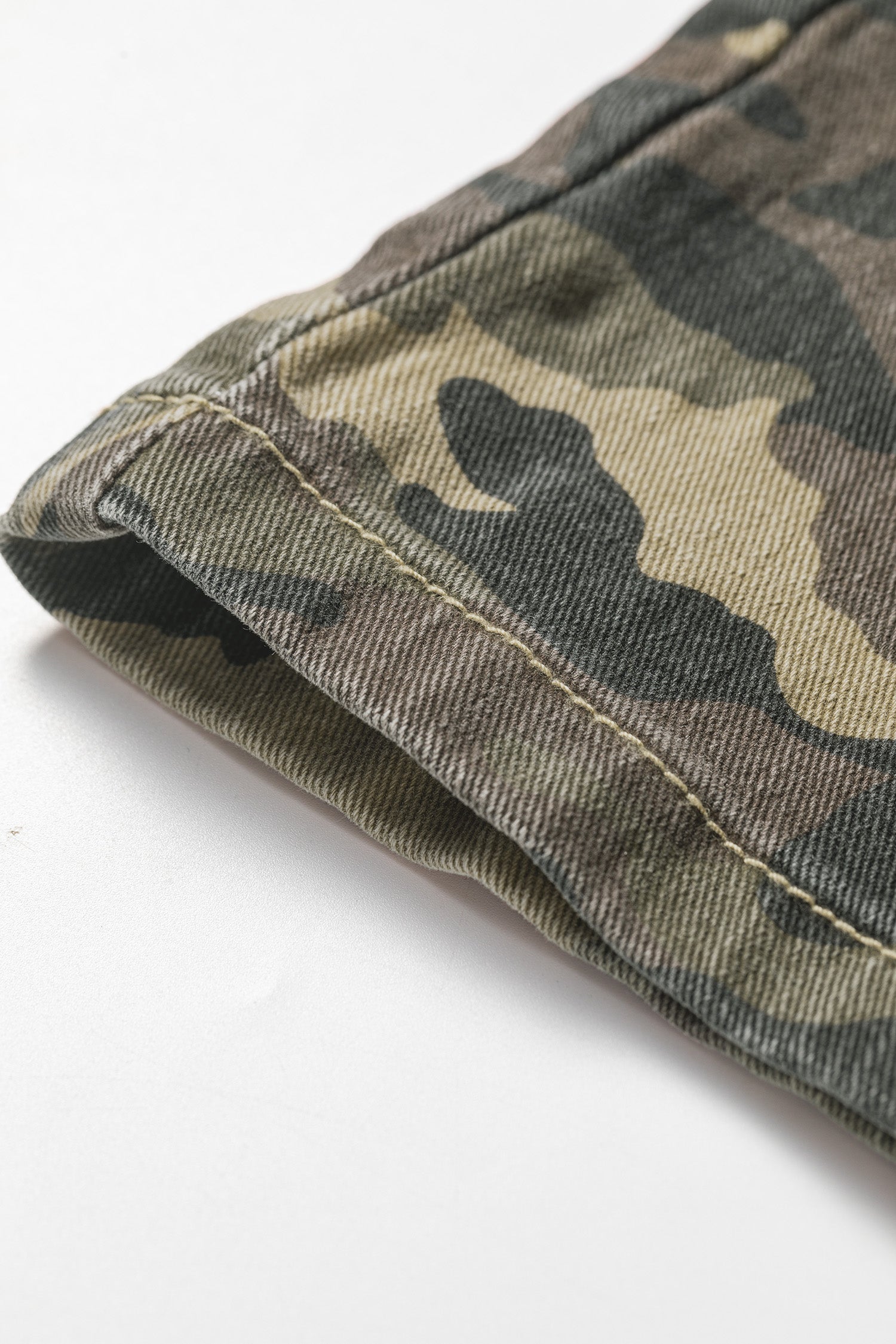 Green Camouflage High Rise Denim Shorts-Bottoms/Denim Shorts-[Adult]-[Female]-2022 Online Blue Zone Planet