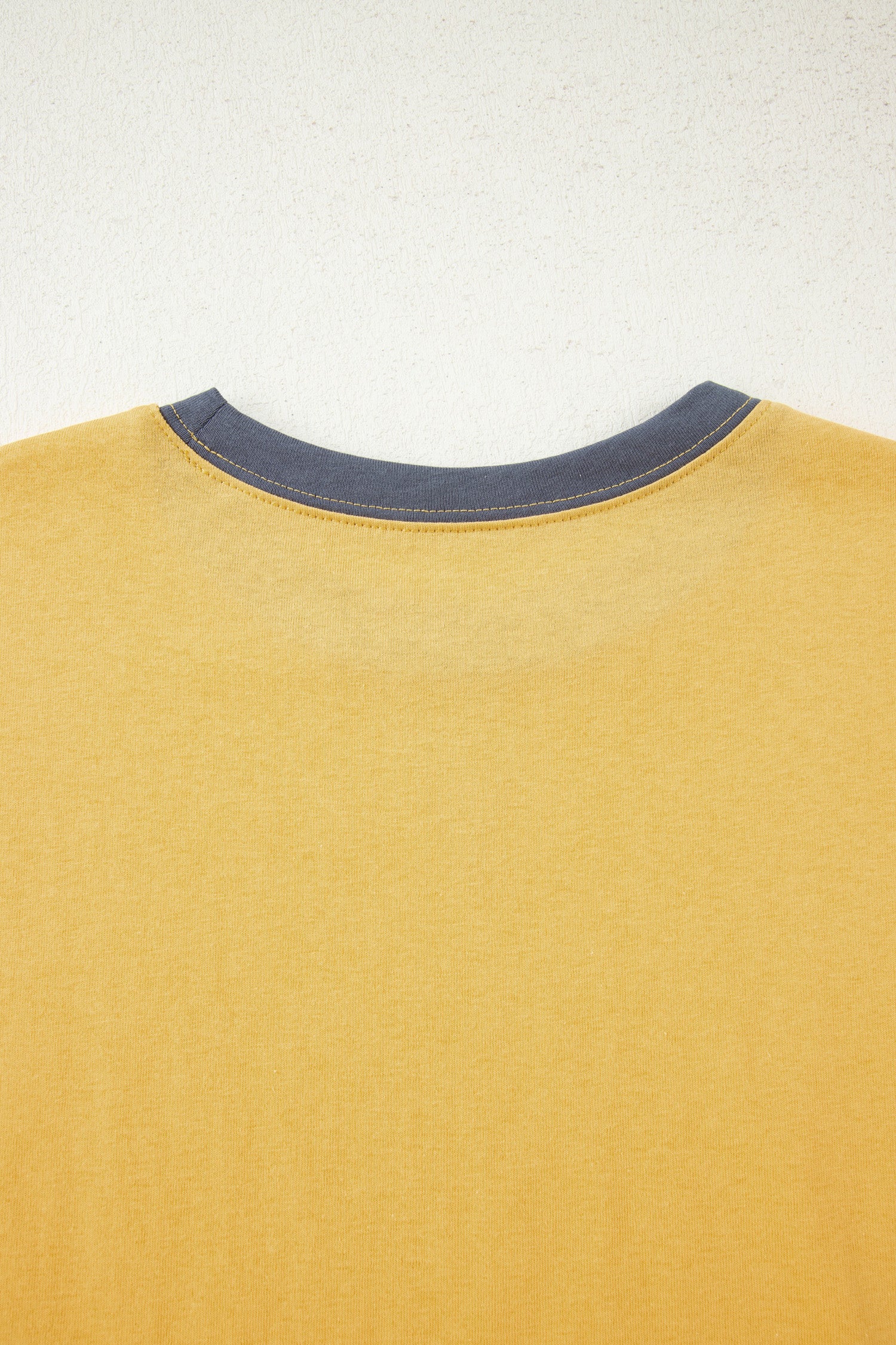 Banana Cream Contrast Trim Raw Hemline Short Sleeve Loose Top-Tops/Tops & Tees-[Adult]-[Female]-2022 Online Blue Zone Planet